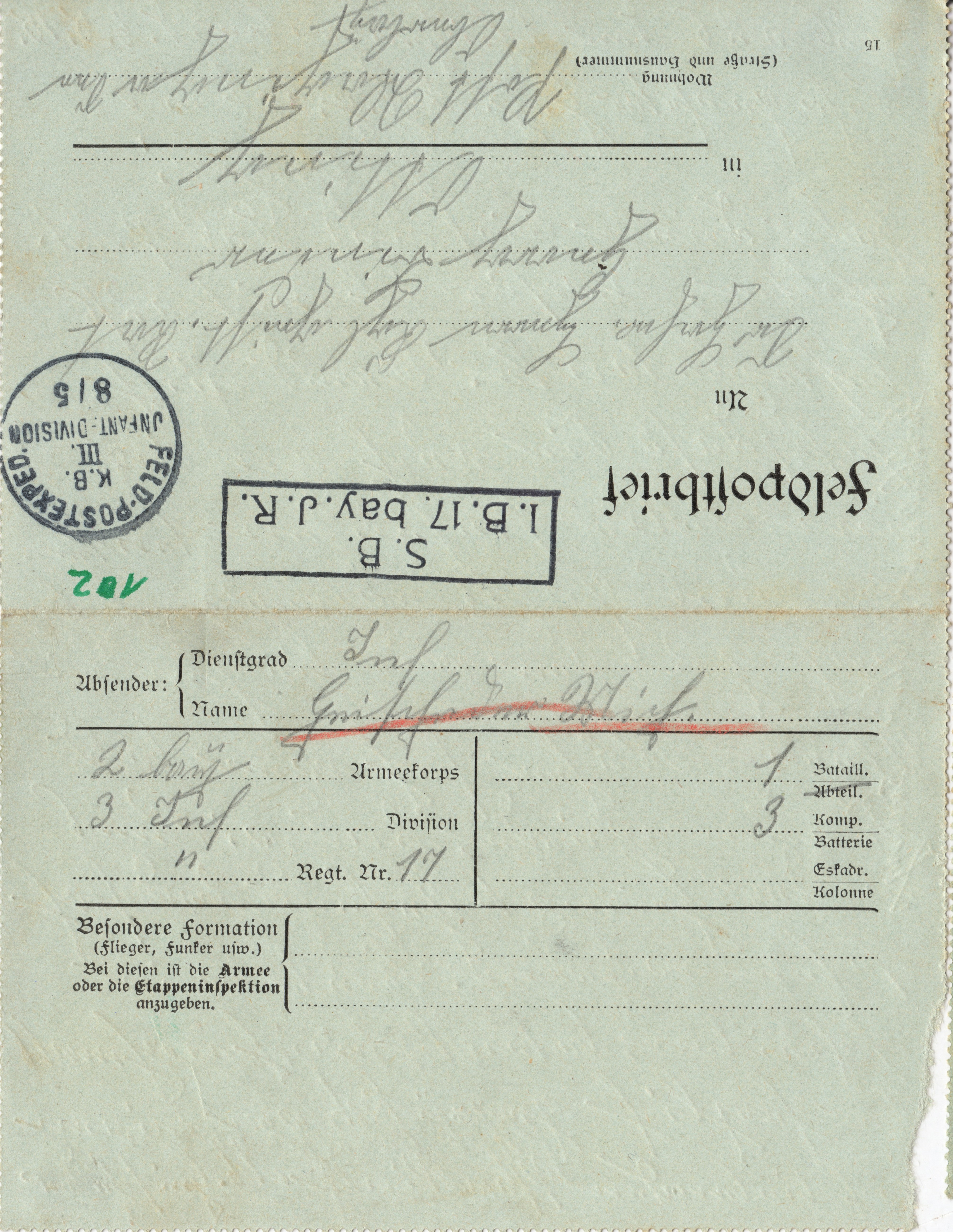 Scan der Schriftstück- Vorderseite © Katholische Pfarrkirchenstiftung St. Stephanus Otting