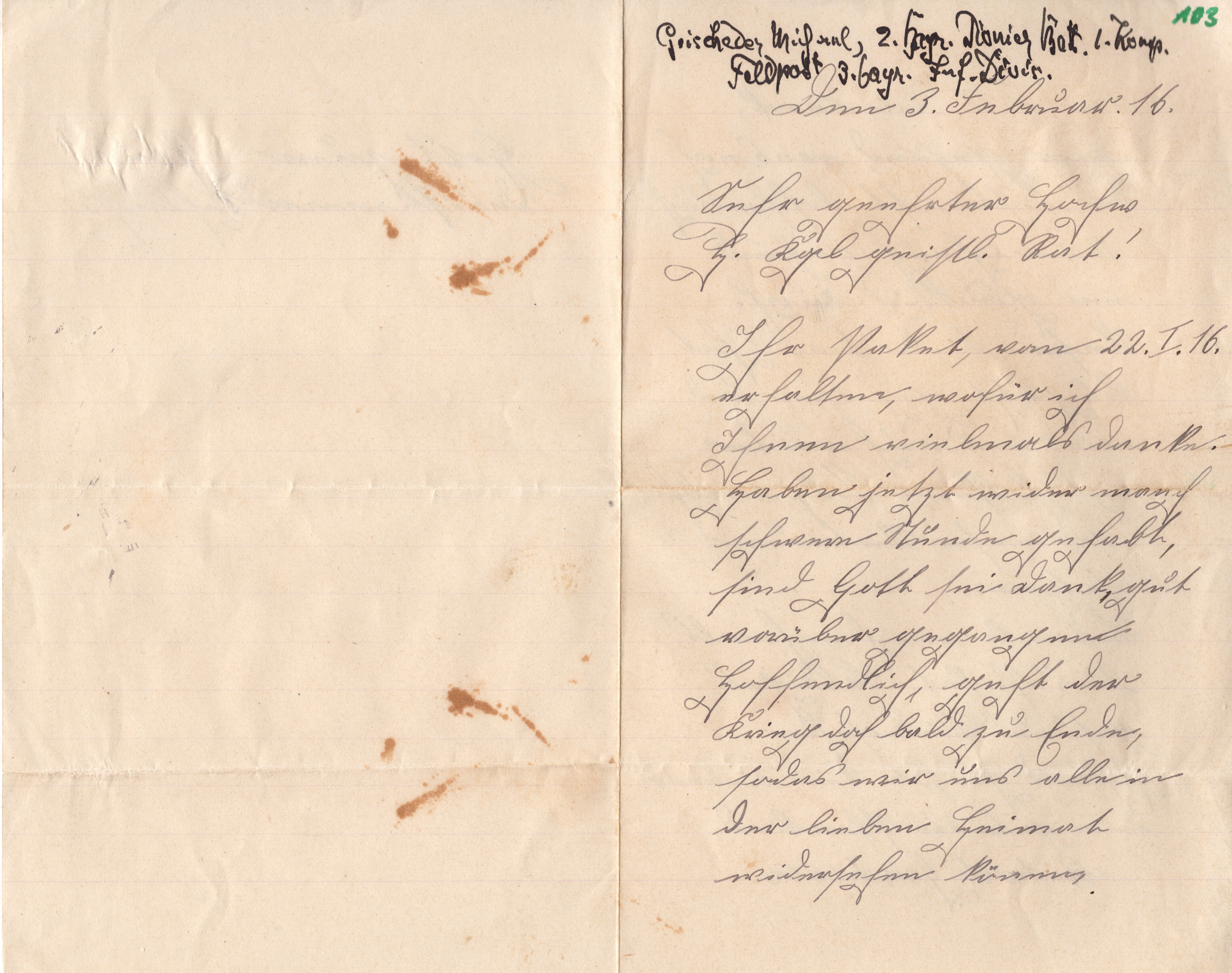 Scan der Schriftstück- Vorderseite © Katholische Pfarrkirchenstiftung St. Stephanus Otting