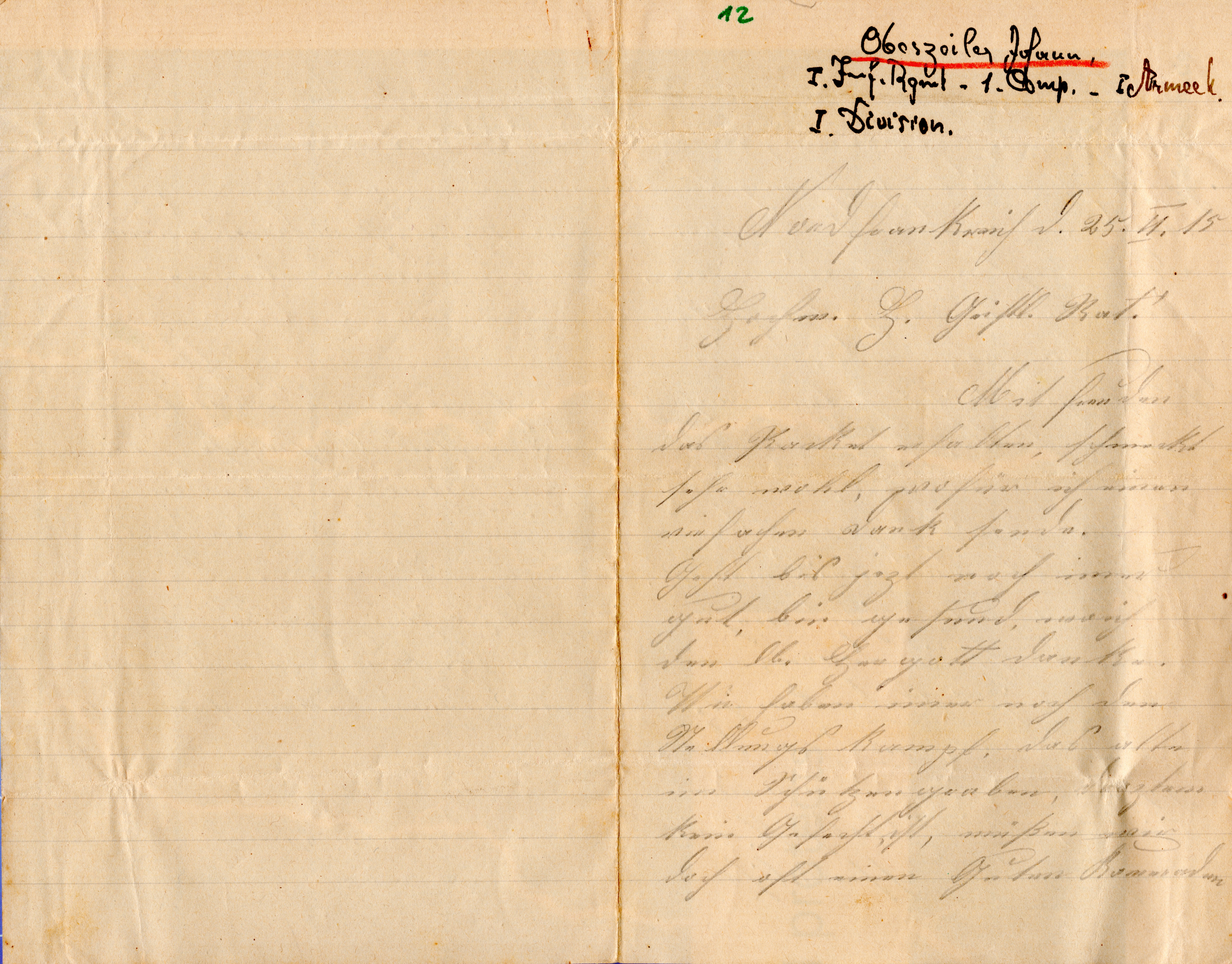 Scan der Schriftstück- Vorderseite © Katholische Pfarrkirchenstiftung St. Stephanus Otting