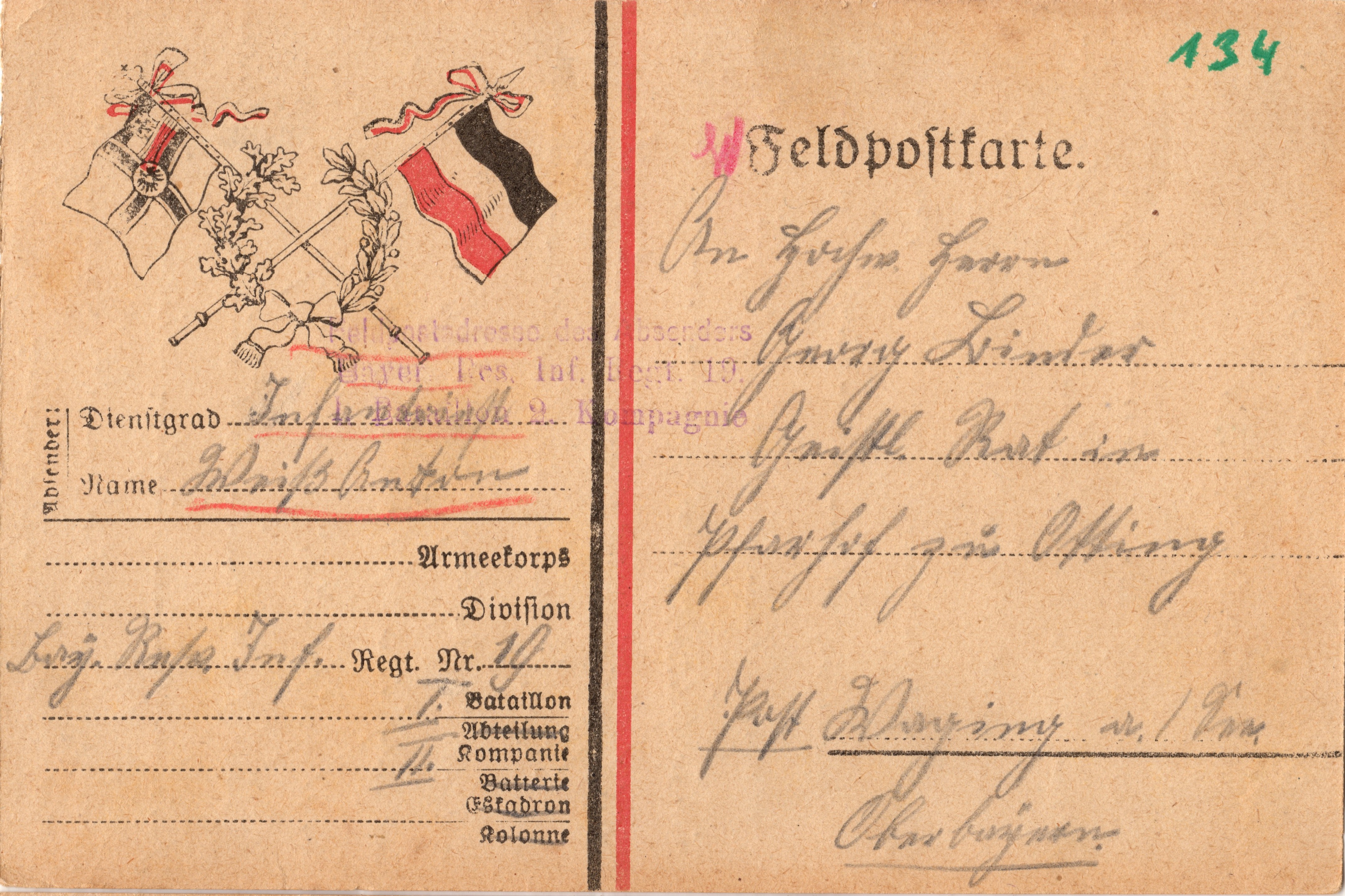 Scan der Schriftstück- Vorderseite © Katholische Pfarrkirchenstiftung St. Stephanus Otting