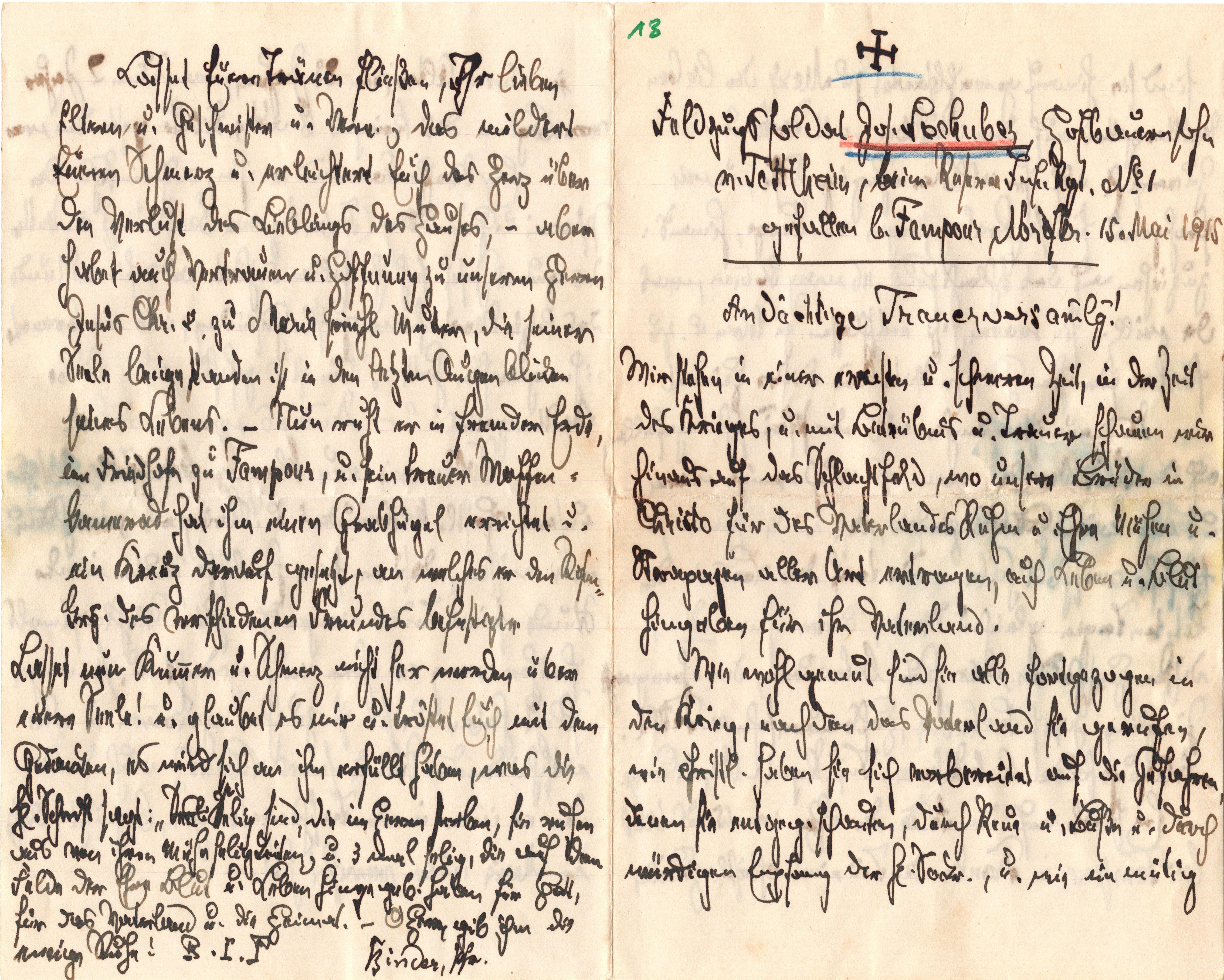 Scan der Schriftstück- Vorderseite © Katholische Pfarrkirchenstiftung St. Stephanus Otting