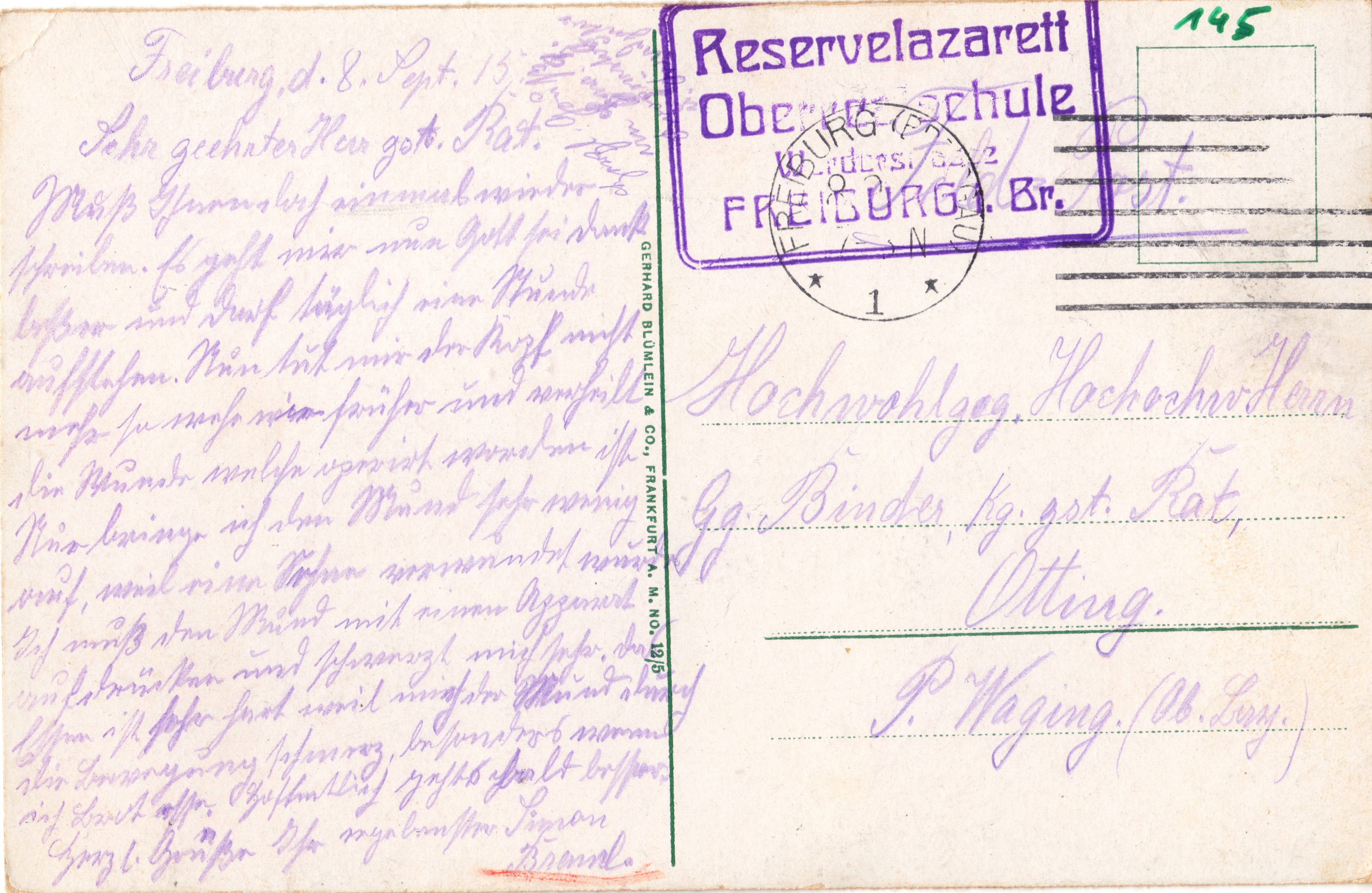 Scan der Schriftstück- Vorderseite © Katholische Pfarrkirchenstiftung St. Stephanus Otting