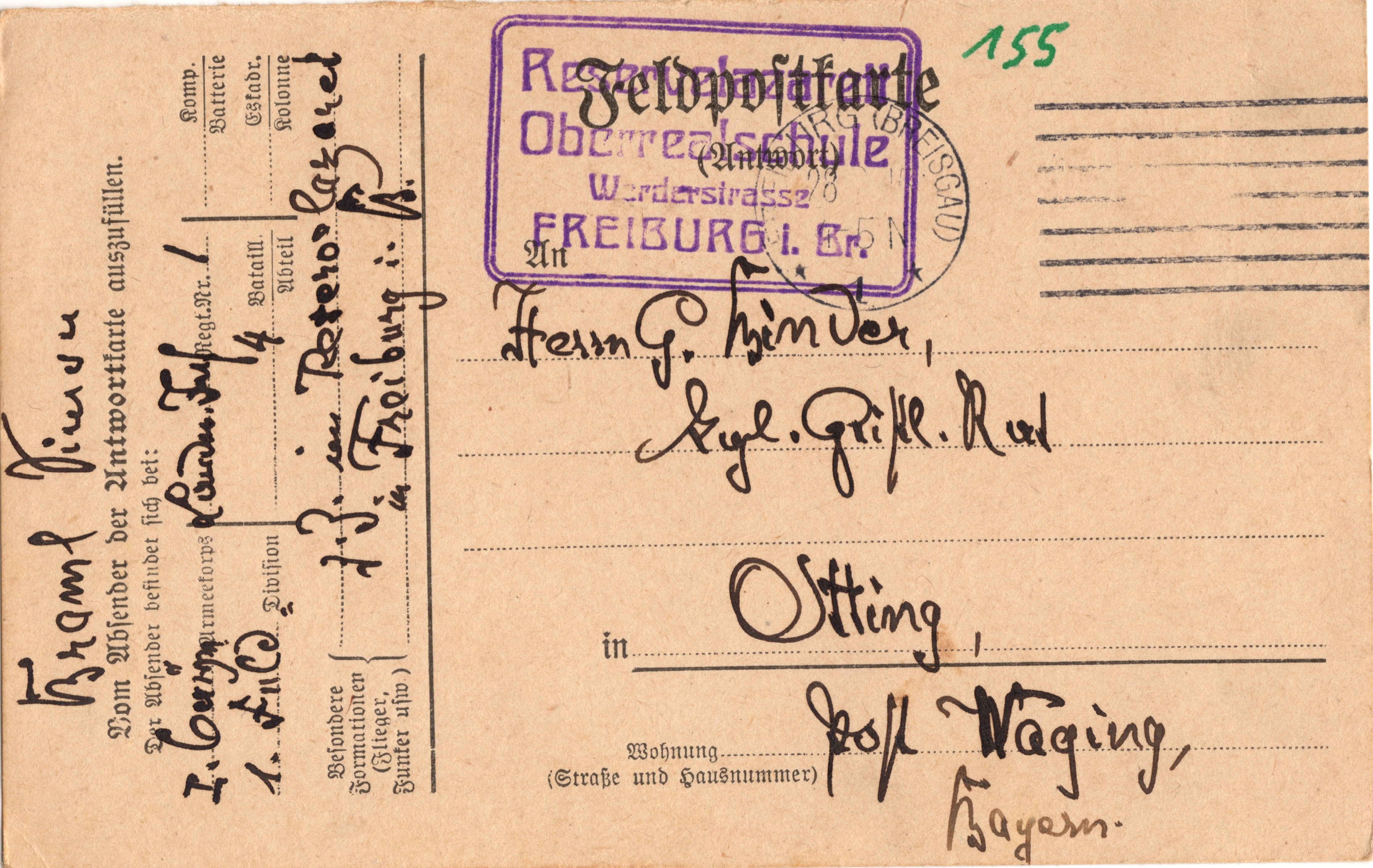 Scan der Schriftstück- Vorderseite © Katholische Pfarrkirchenstiftung St. Stephanus Otting