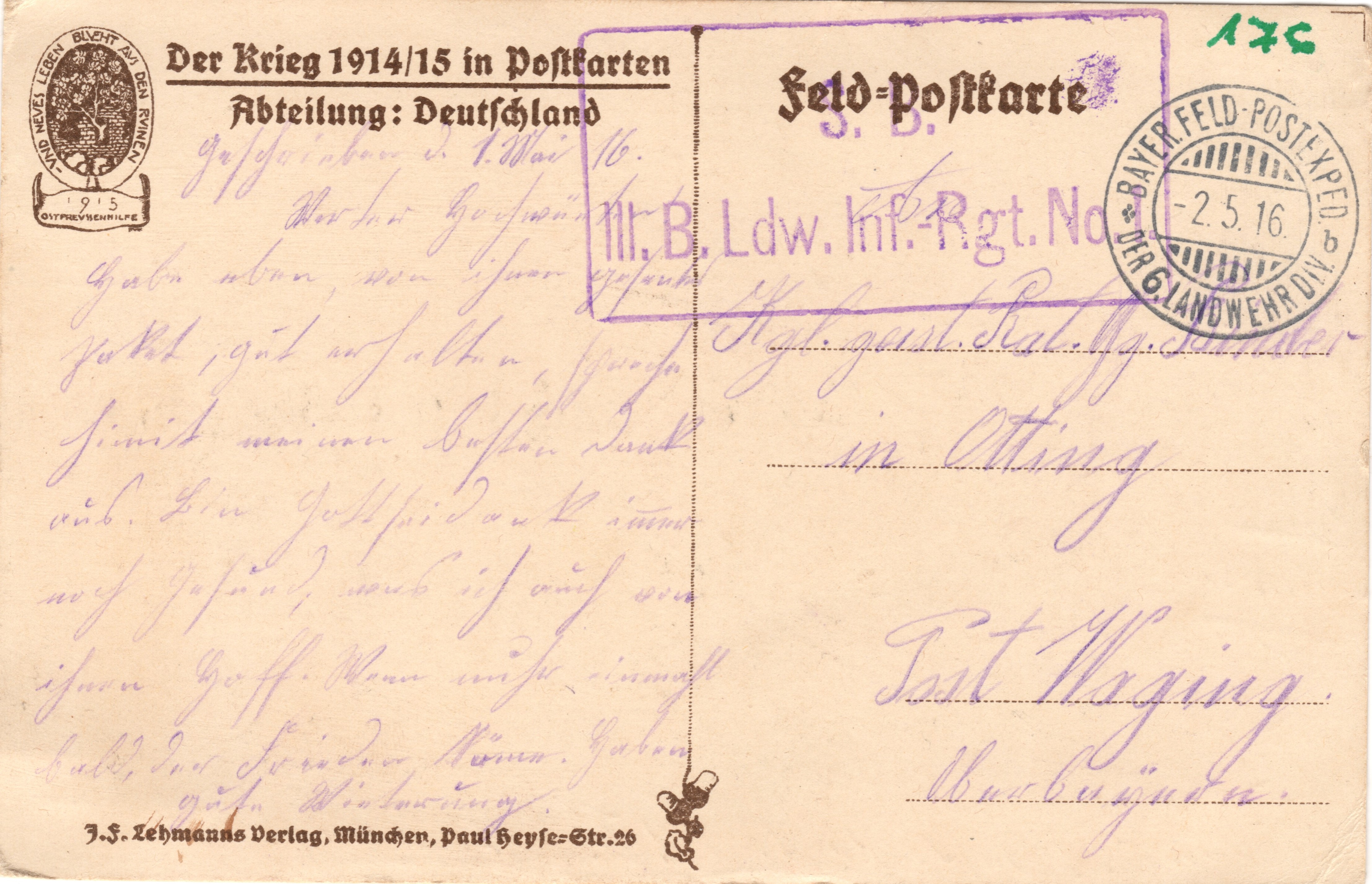 Scan der Schriftstück- Vorderseite © Katholische Pfarrkirchenstiftung St. Stephanus Otting