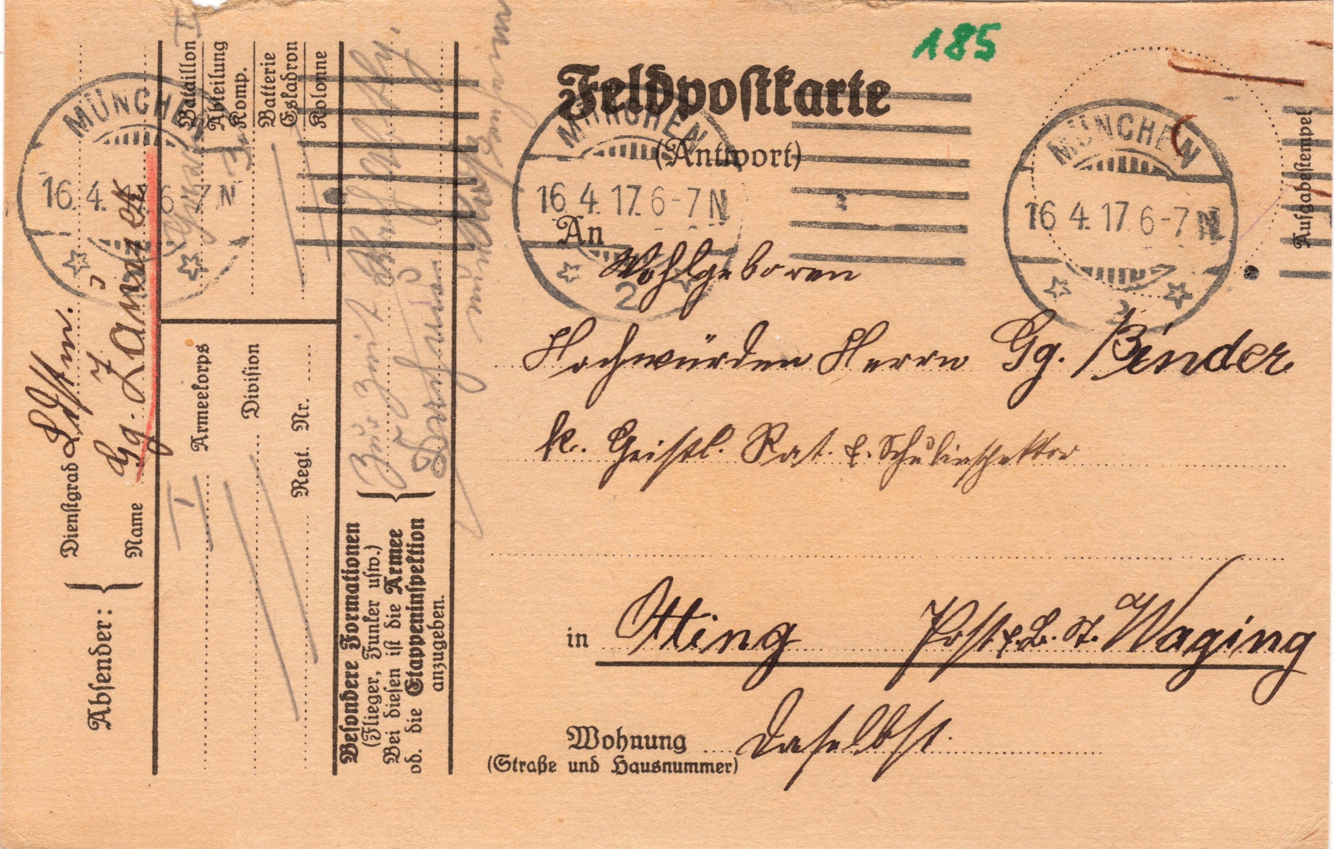 Scan der Schriftstück- Vorderseite © Katholische Pfarrkirchenstiftung St. Stephanus Otting