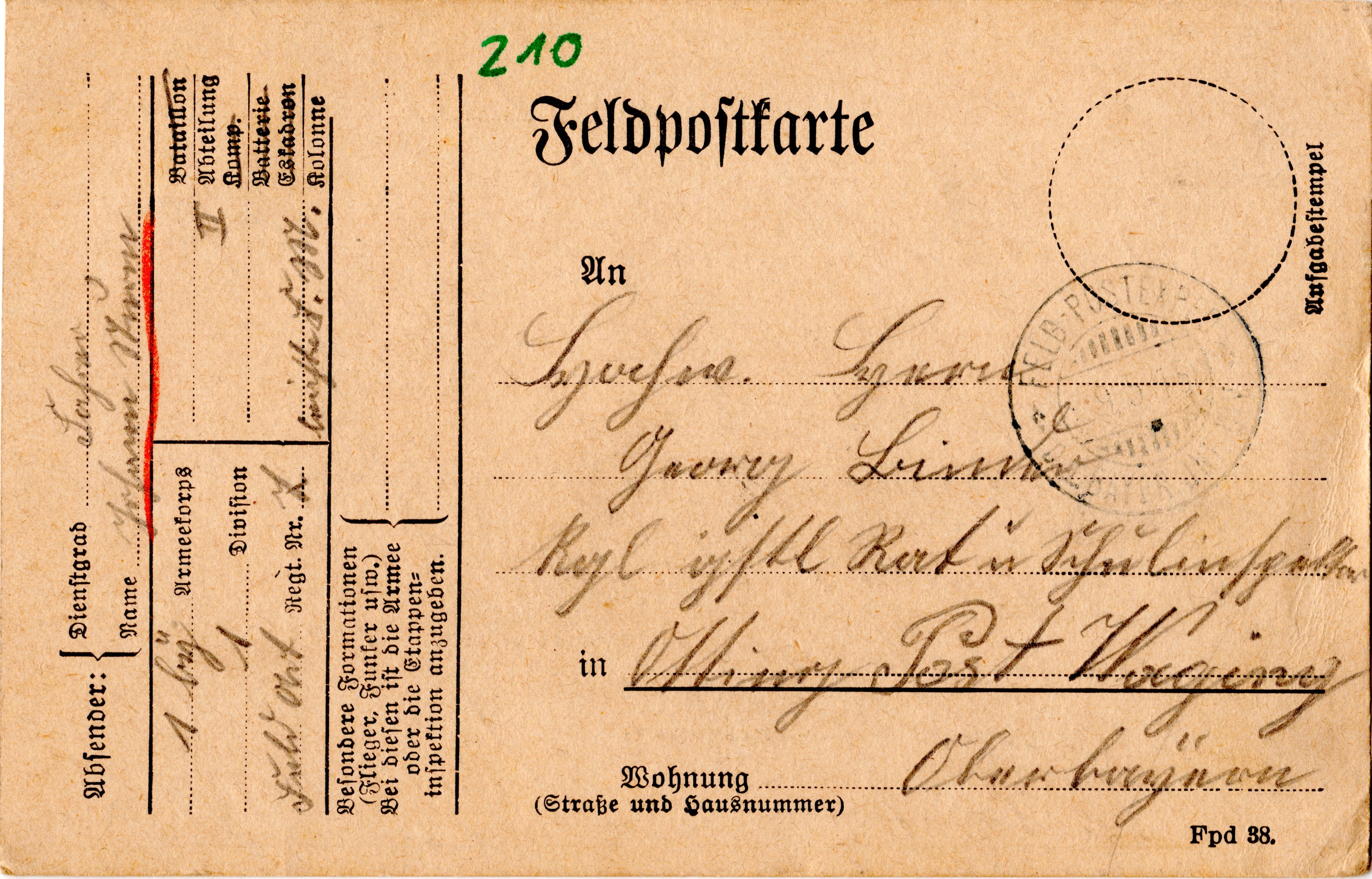 Scan der Schriftstück- Vorderseite © Katholische Pfarrkirchenstiftung St. Stephanus Otting
