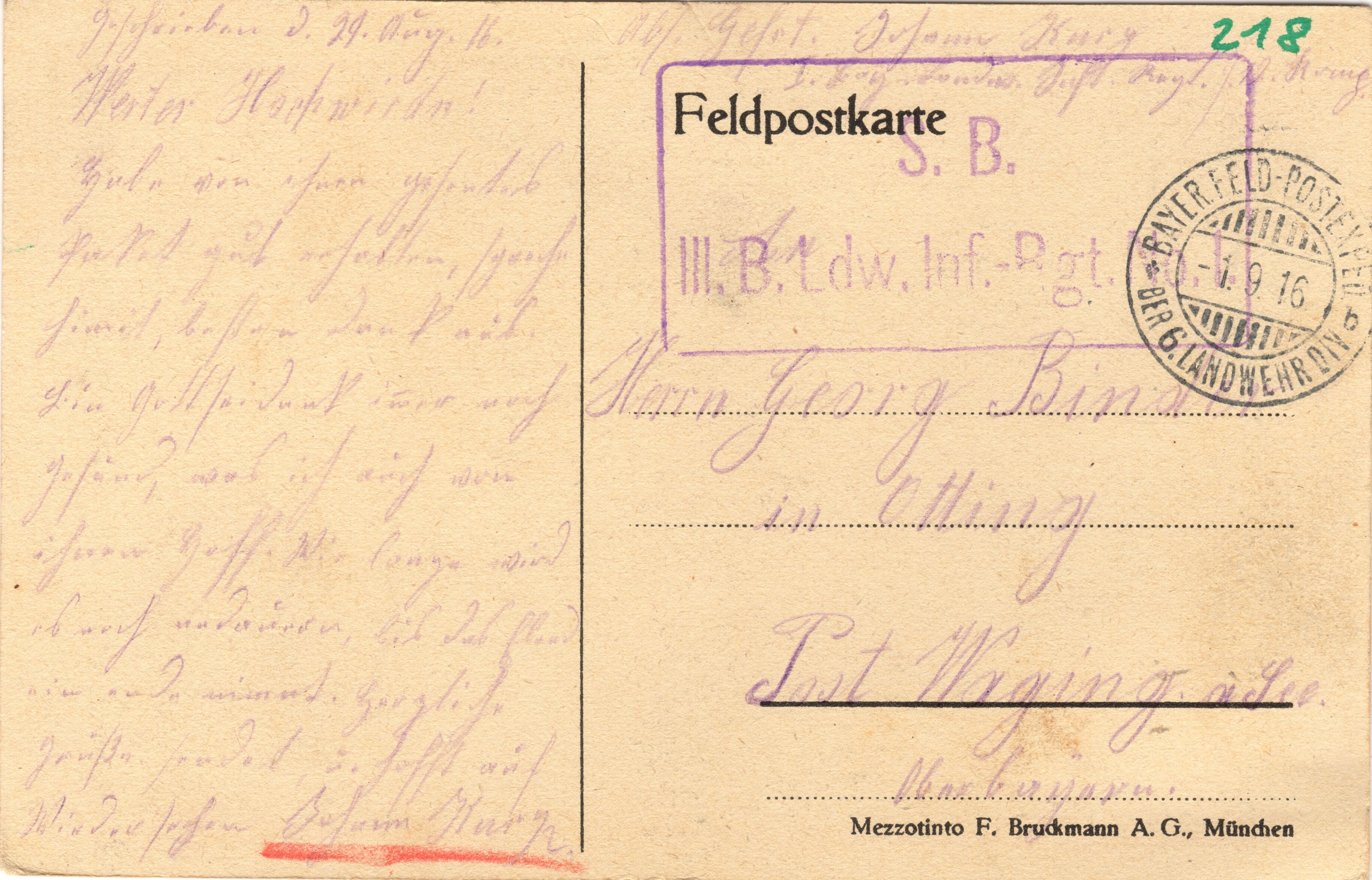 Scan der Schriftstück- Vorderseite © Katholische Pfarrkirchenstiftung St. Stephanus Otting