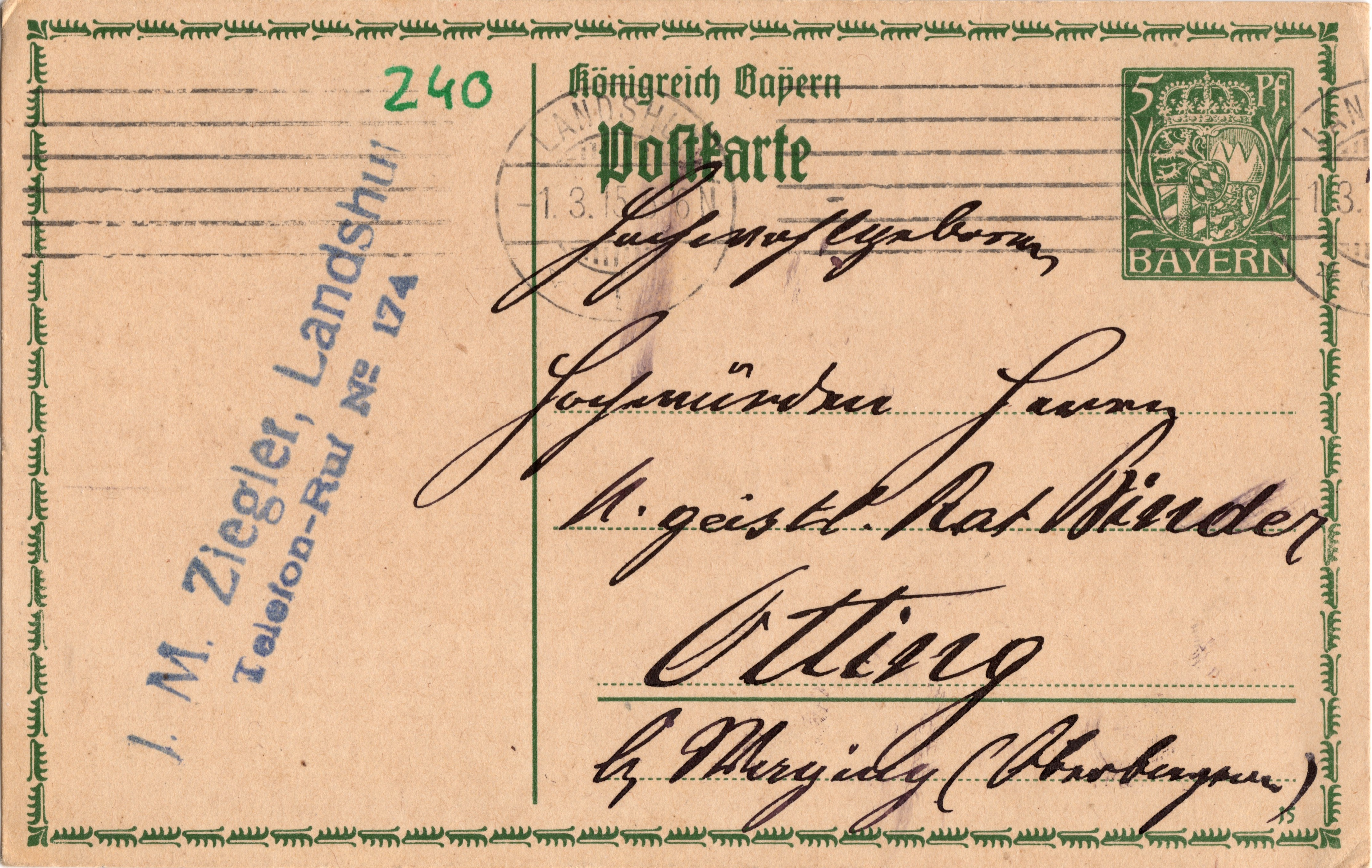 Scan der Schriftstück- Vorderseite © Katholische Pfarrkirchenstiftung St. Stephanus Otting