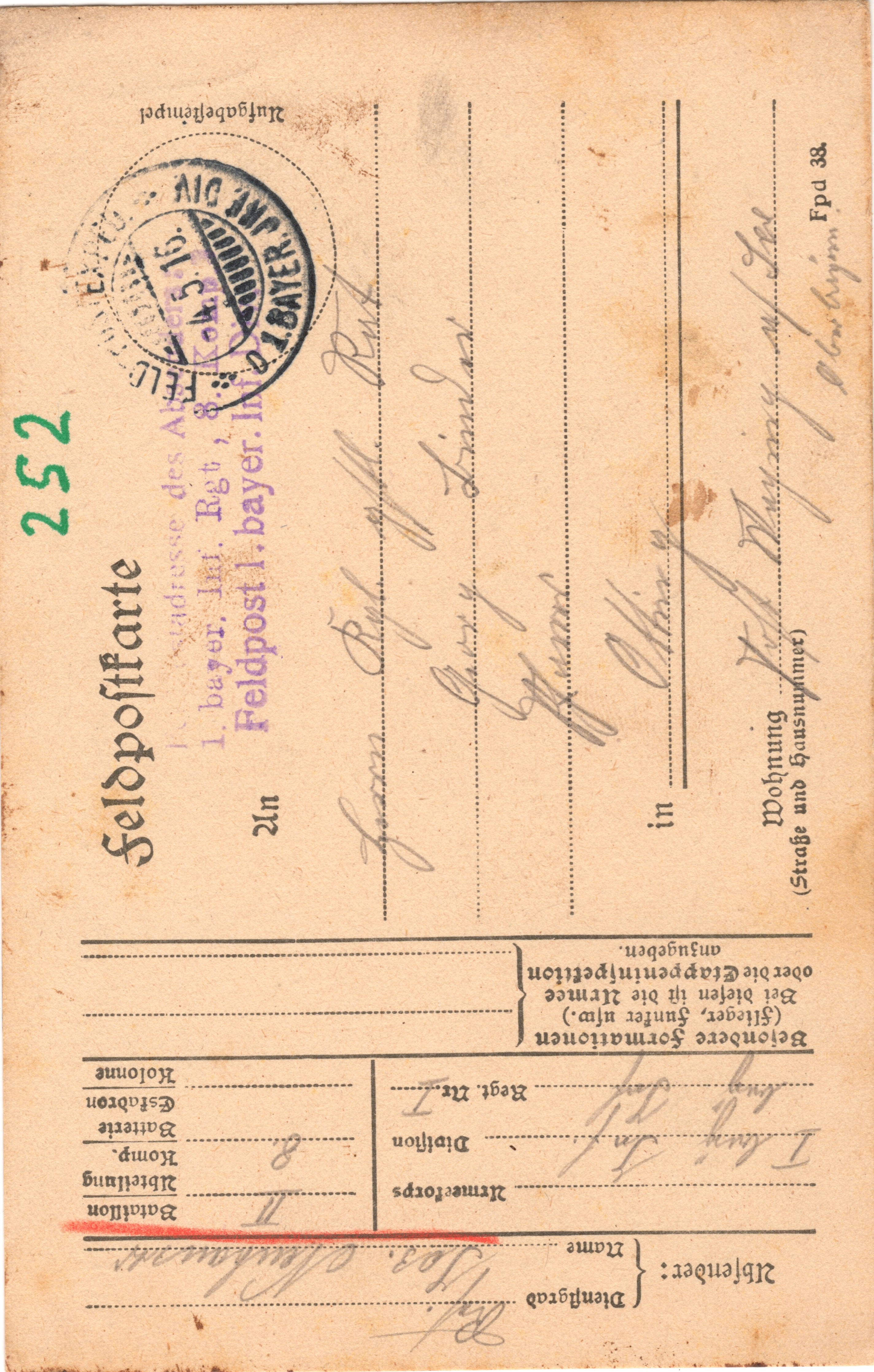 Scan der Schriftstück- Vorderseite © Katholische Pfarrkirchenstiftung St. Stephanus Otting