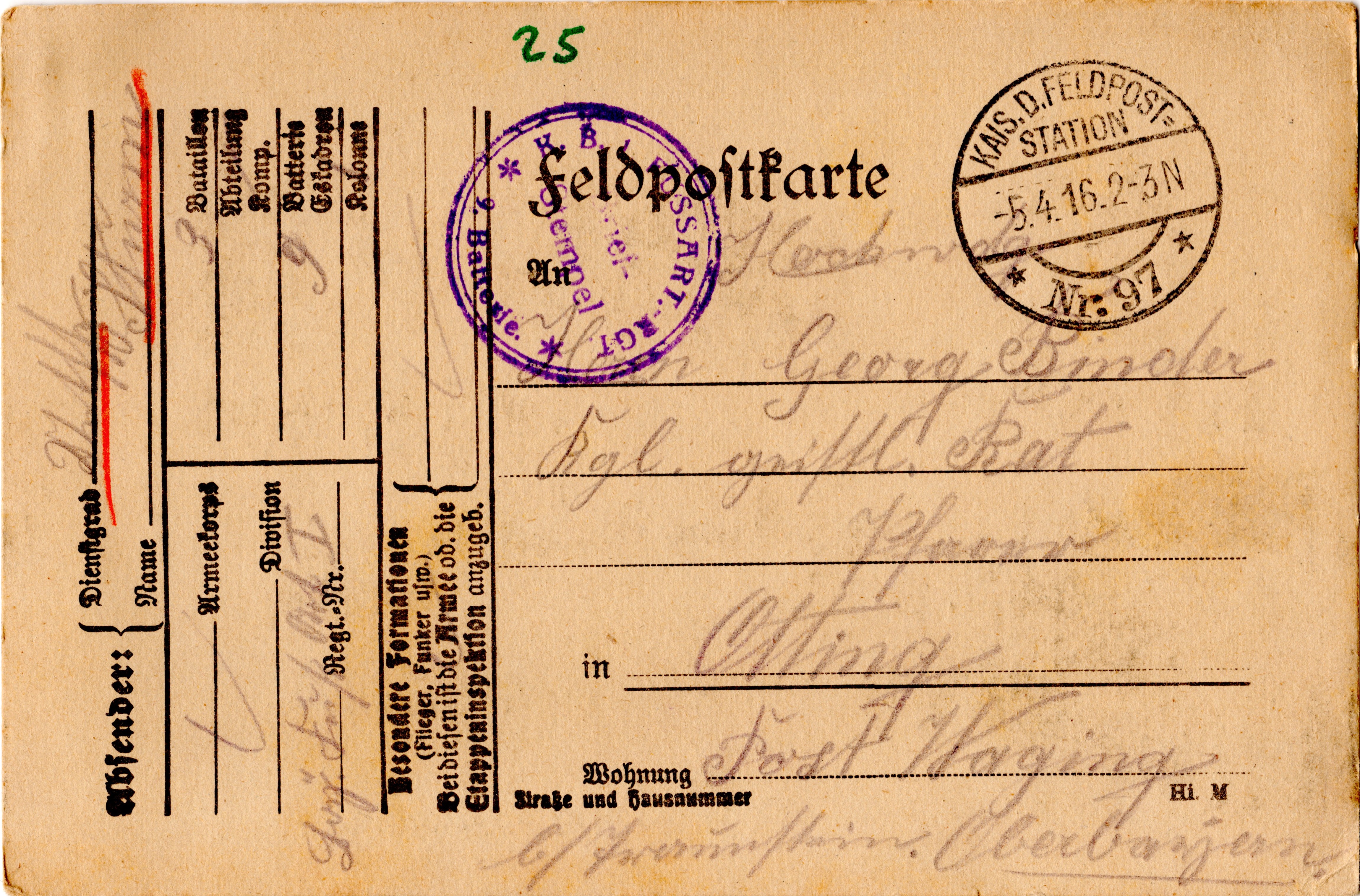 Scan der Schriftstück- Vorderseite © Katholische Pfarrkirchenstiftung St. Stephanus Otting