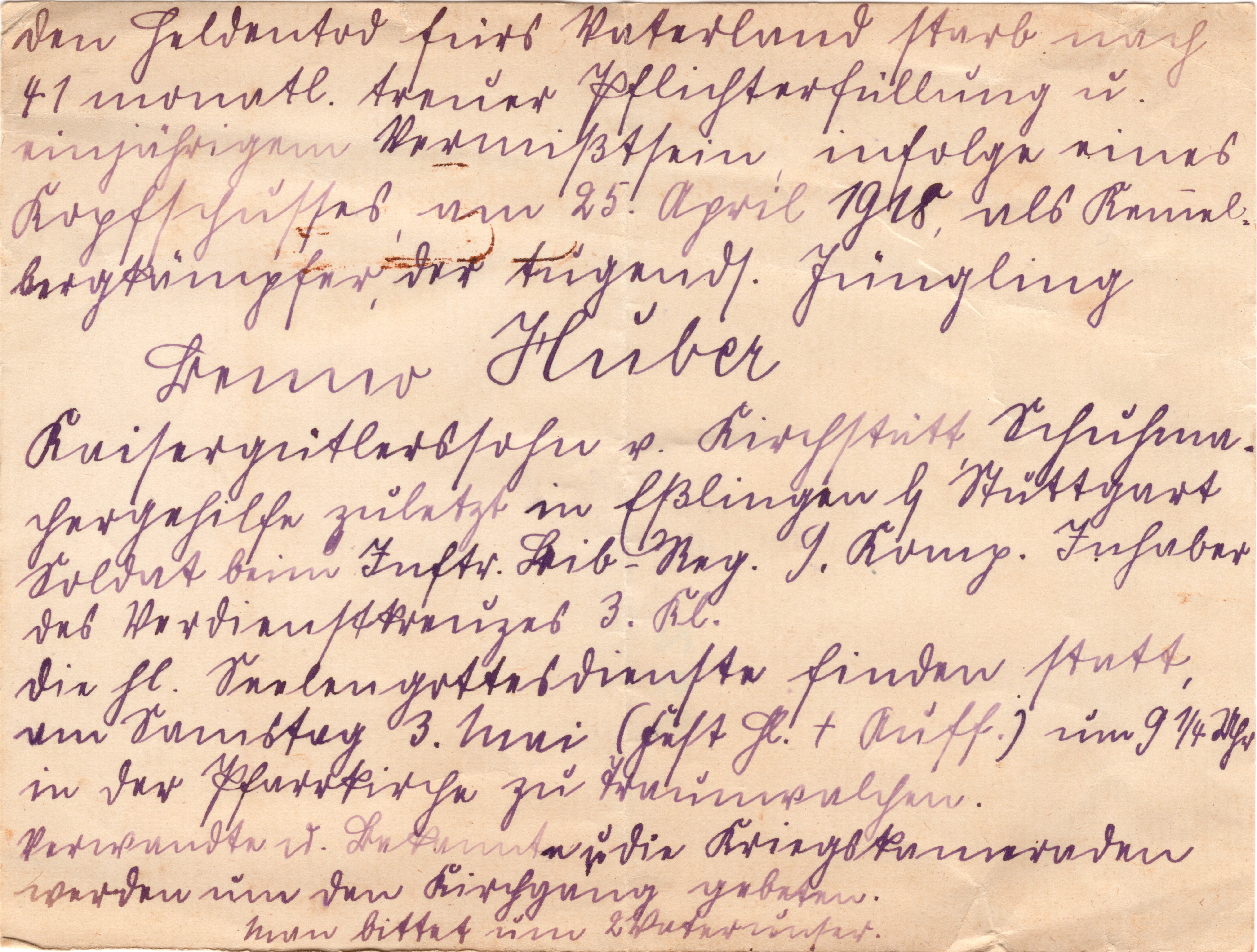 Scan der Schriftstück- Vorderseite © Katholische Pfarrkirchenstiftung St. Stephanus Otting