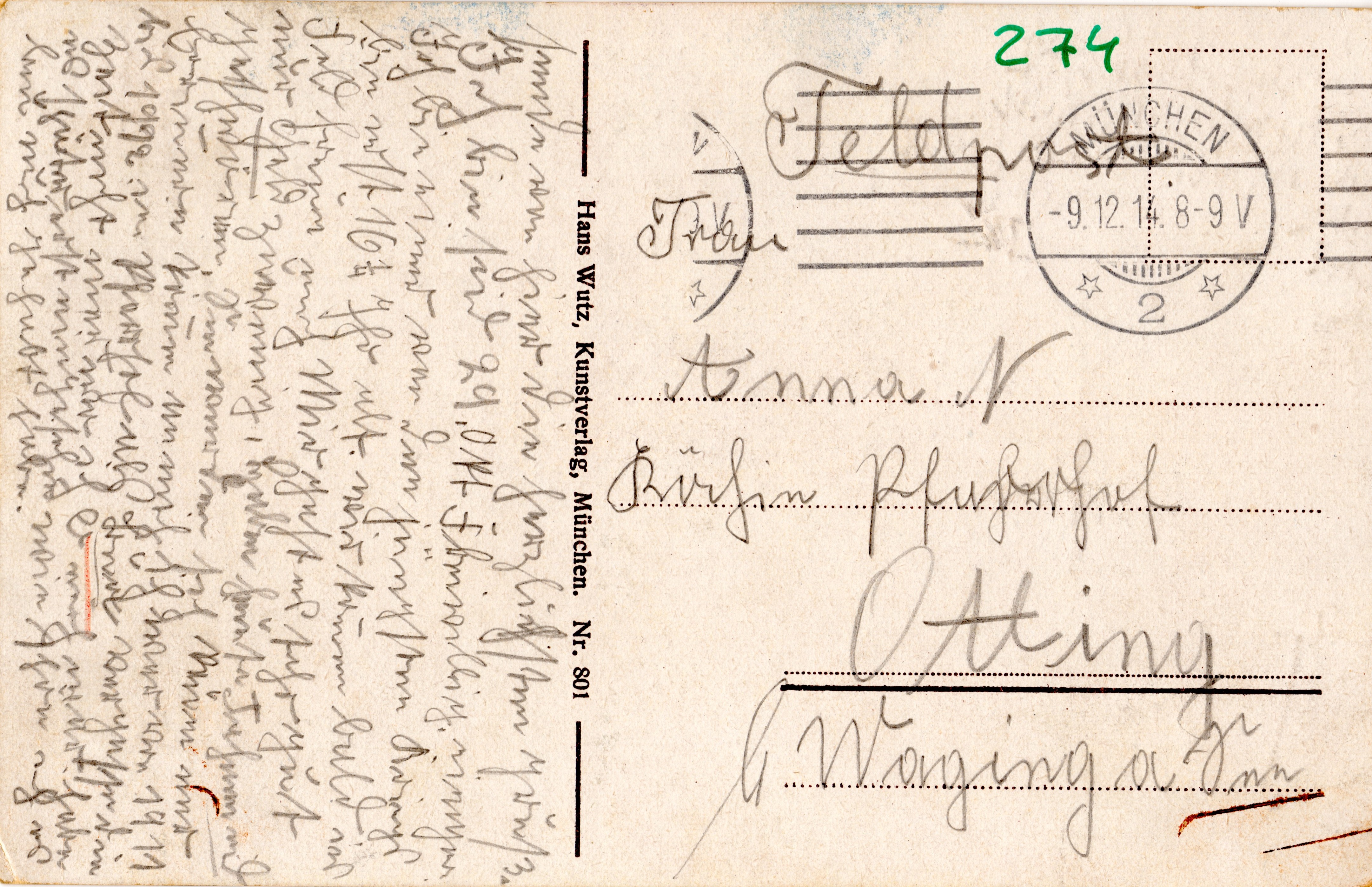 Scan der Schriftstück- Vorderseite © Katholische Pfarrkirchenstiftung St. Stephanus Otting