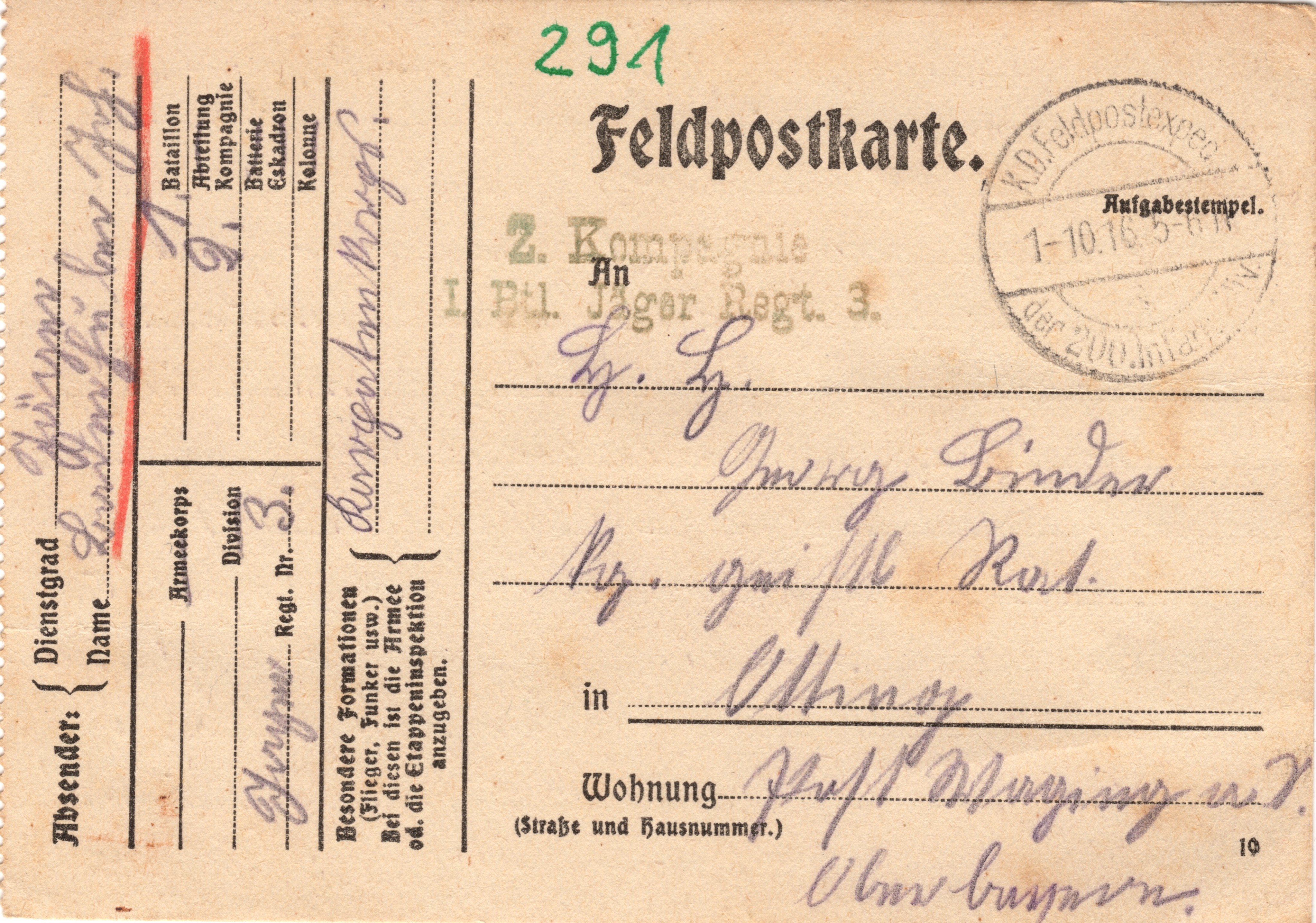Scan der Schriftstück- Vorderseite © Katholische Pfarrkirchenstiftung St. Stephanus Otting