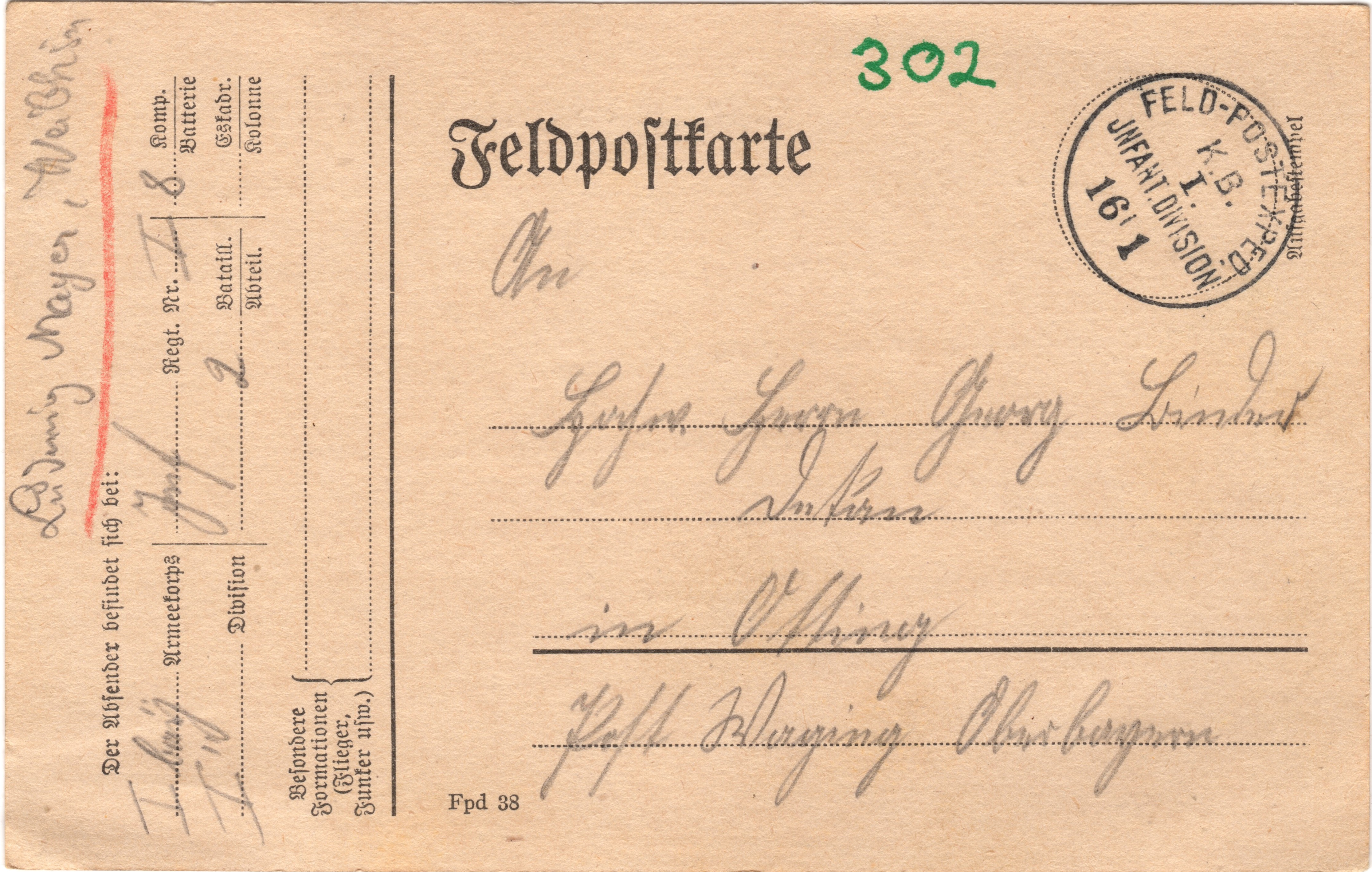 Scan der Schriftstück- Vorderseite © Katholische Pfarrkirchenstiftung St. Stephanus Otting