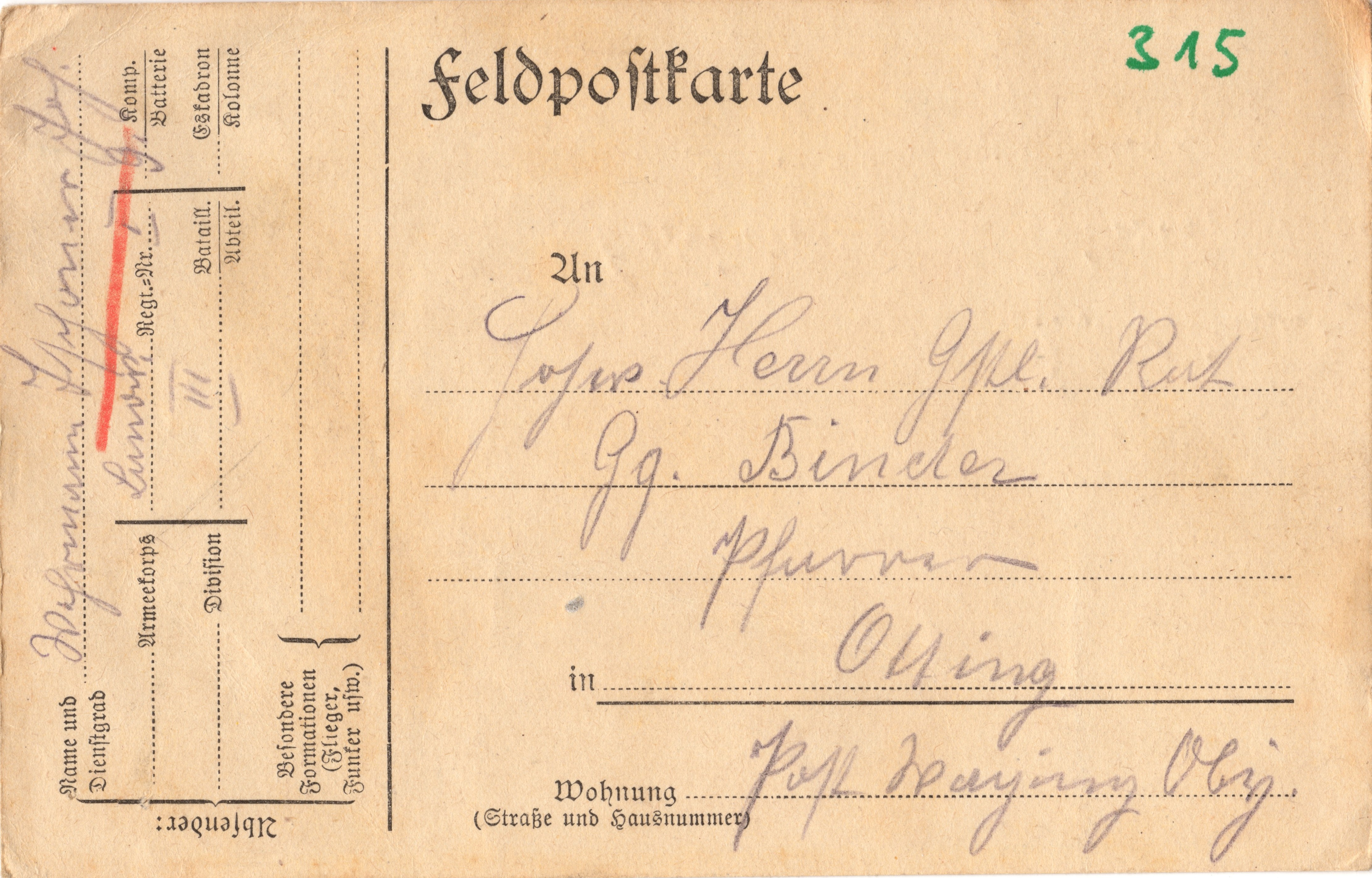 Scan der Schriftstück- Vorderseite © Katholische Pfarrkirchenstiftung St. Stephanus Otting