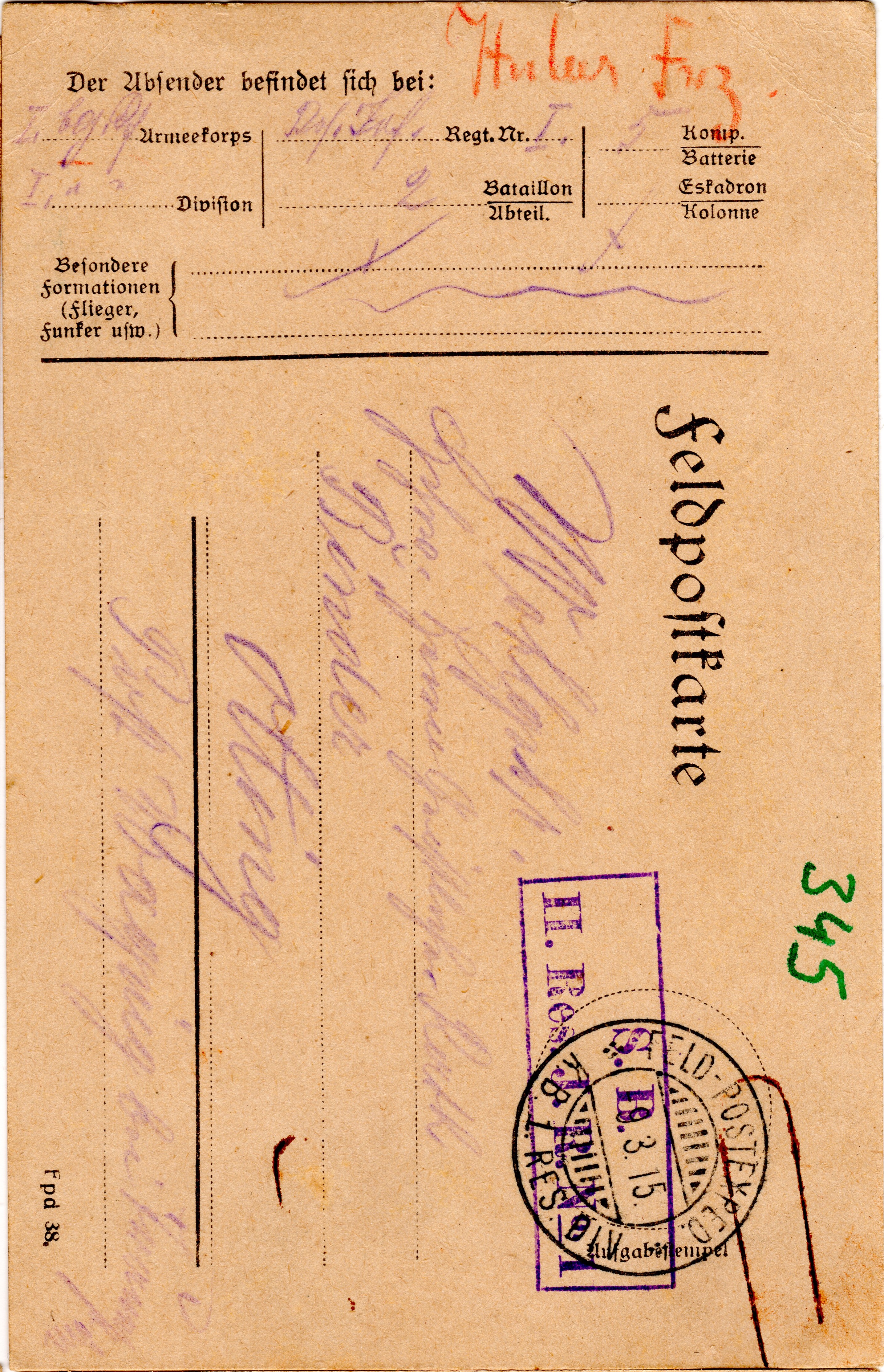 Scan der Schriftstück- Vorderseite © Katholische Pfarrkirchenstiftung St. Stephanus Otting