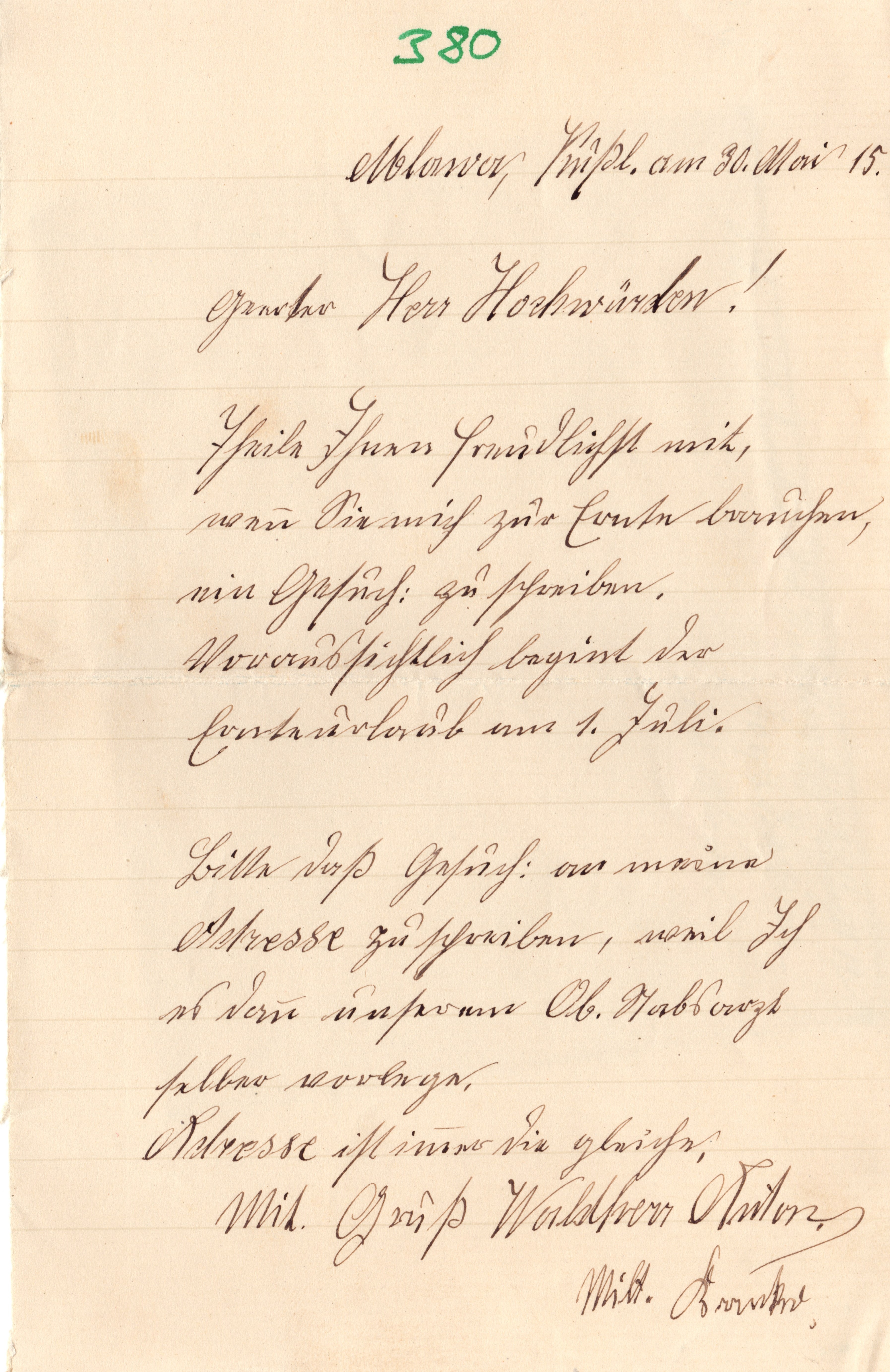 Scan der Schriftstück- Vorderseite © Katholische Pfarrkirchenstiftung St. Stephanus Otting