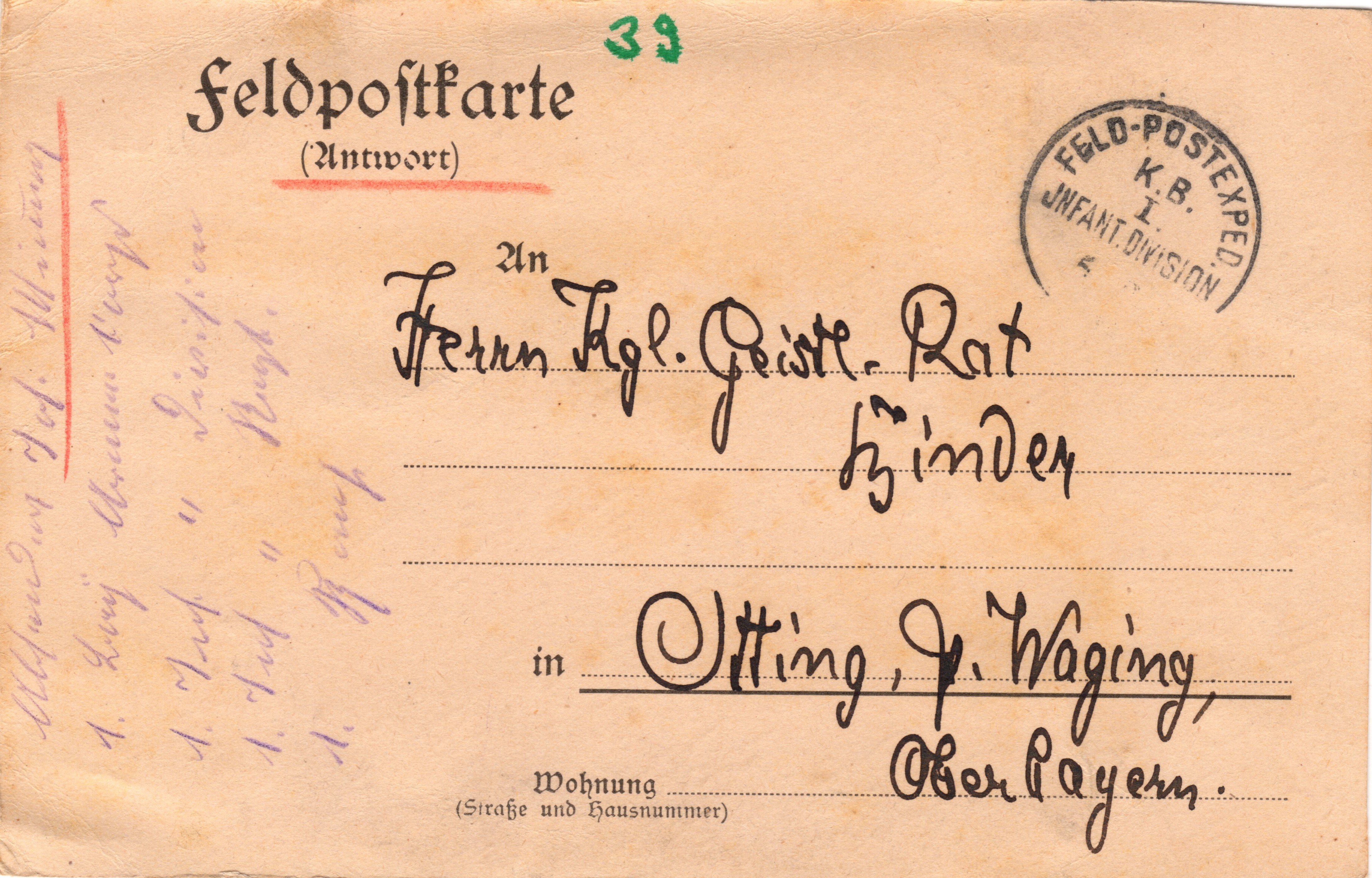 Scan der Schriftstück- Vorderseite © Katholische Pfarrkirchenstiftung St. Stephanus Otting