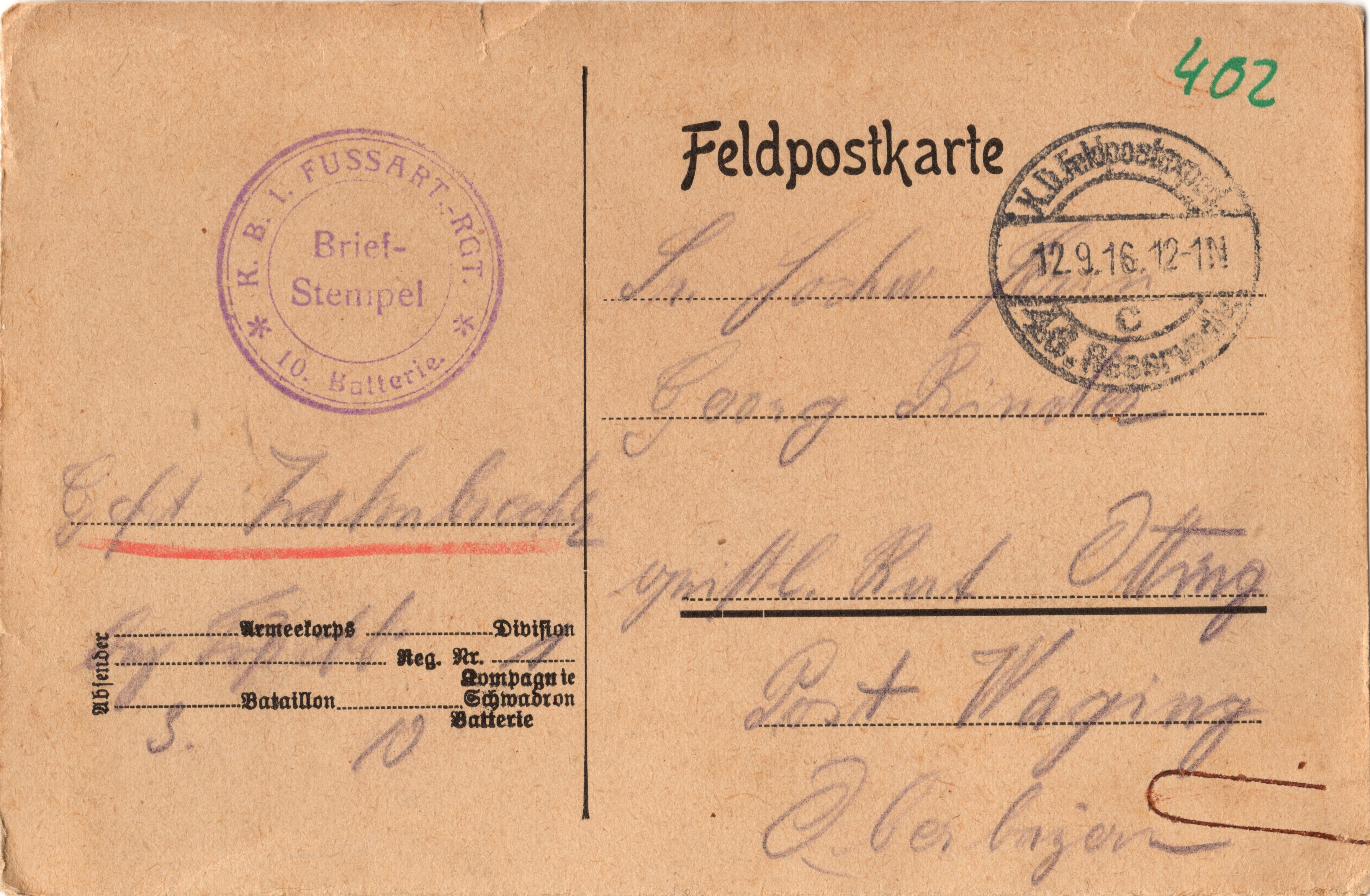 Scan der Schriftstück- Vorderseite © Katholische Pfarrkirchenstiftung St. Stephanus Otting