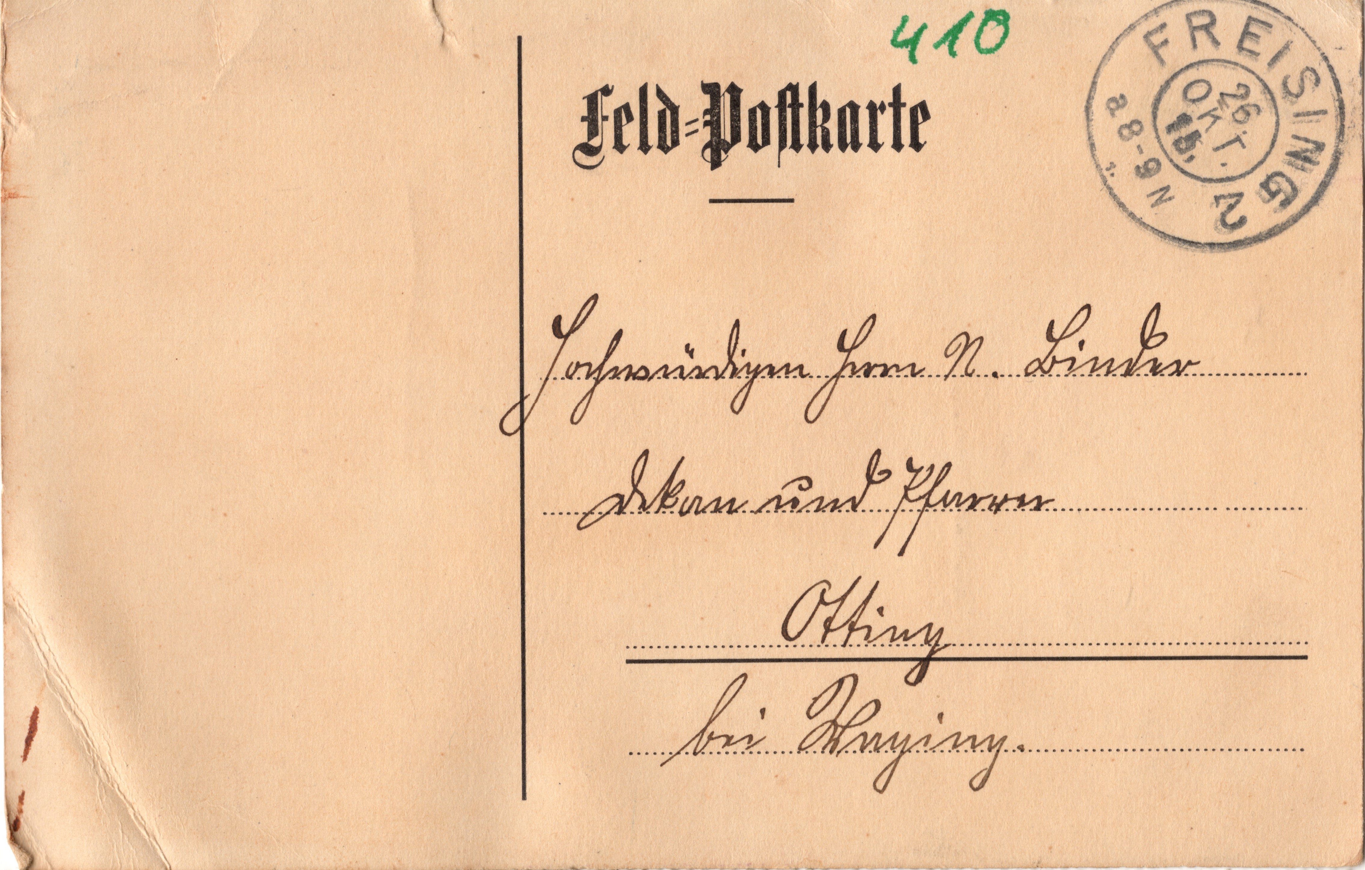 Scan der Schriftstück- Vorderseite © Katholische Pfarrkirchenstiftung St. Stephanus Otting
