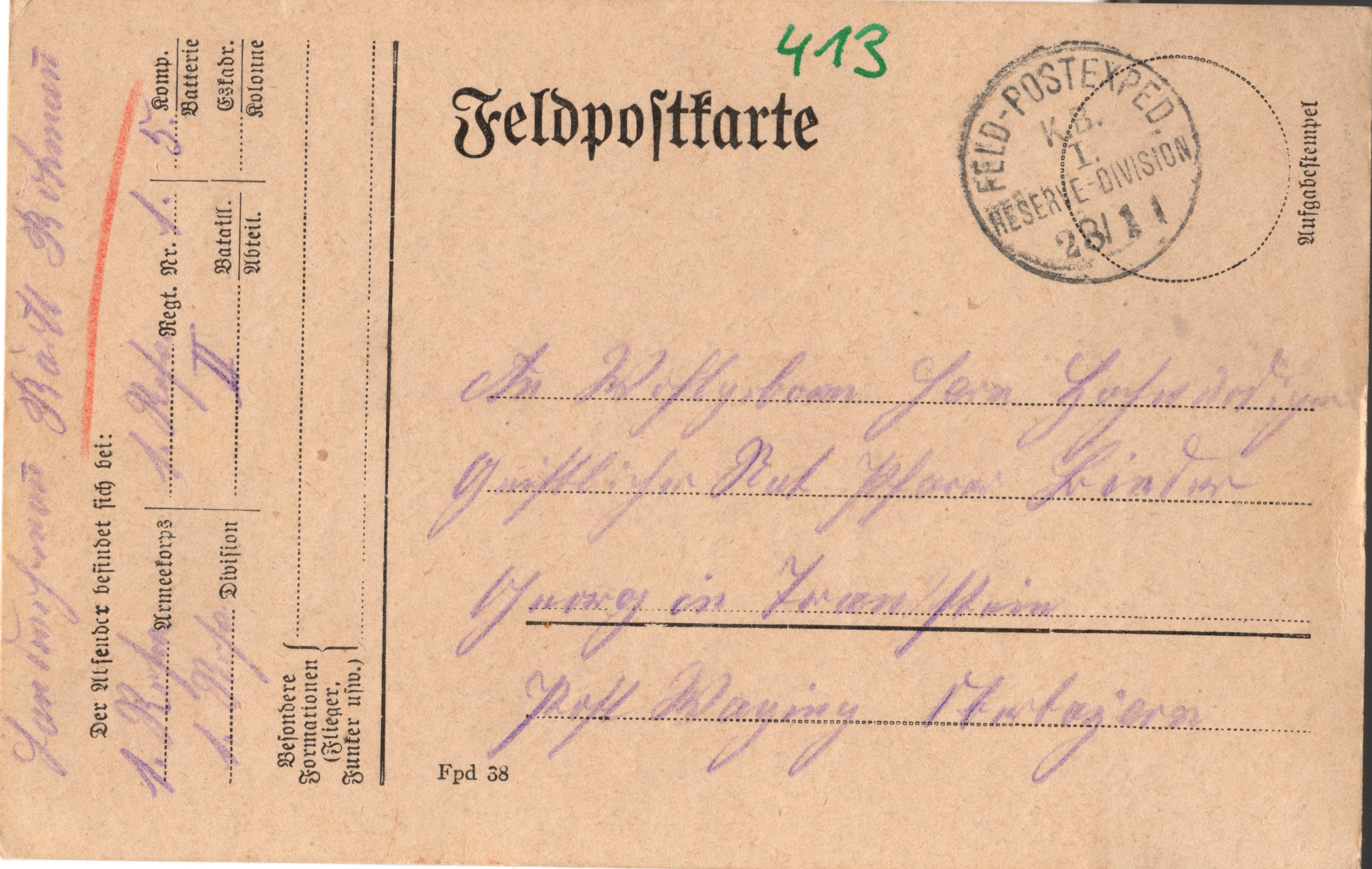 Scan der Schriftstück- Vorderseite © Katholische Pfarrkirchenstiftung St. Stephanus Otting