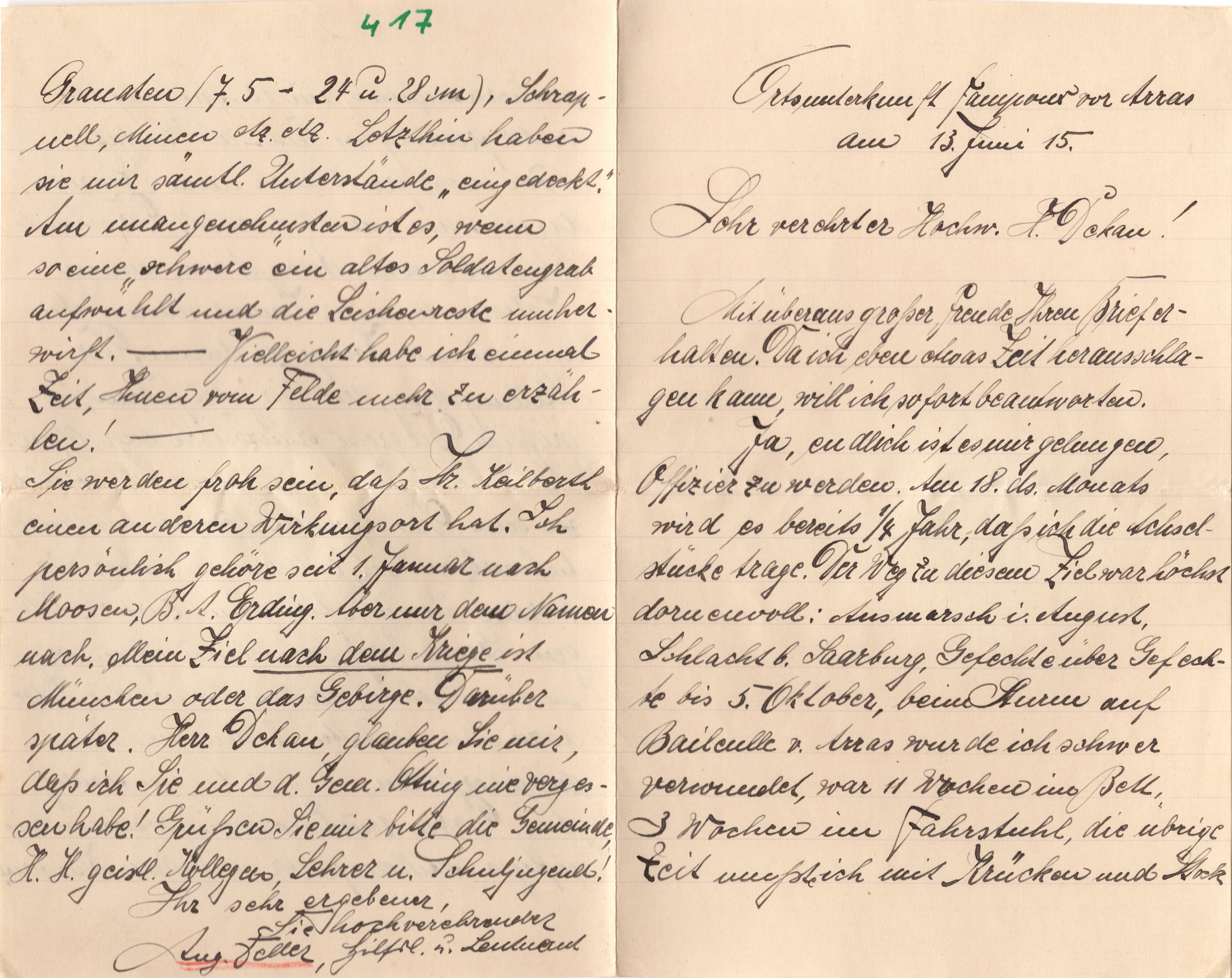 Scan der Schriftstück- Vorderseite © Katholische Pfarrkirchenstiftung St. Stephanus Otting