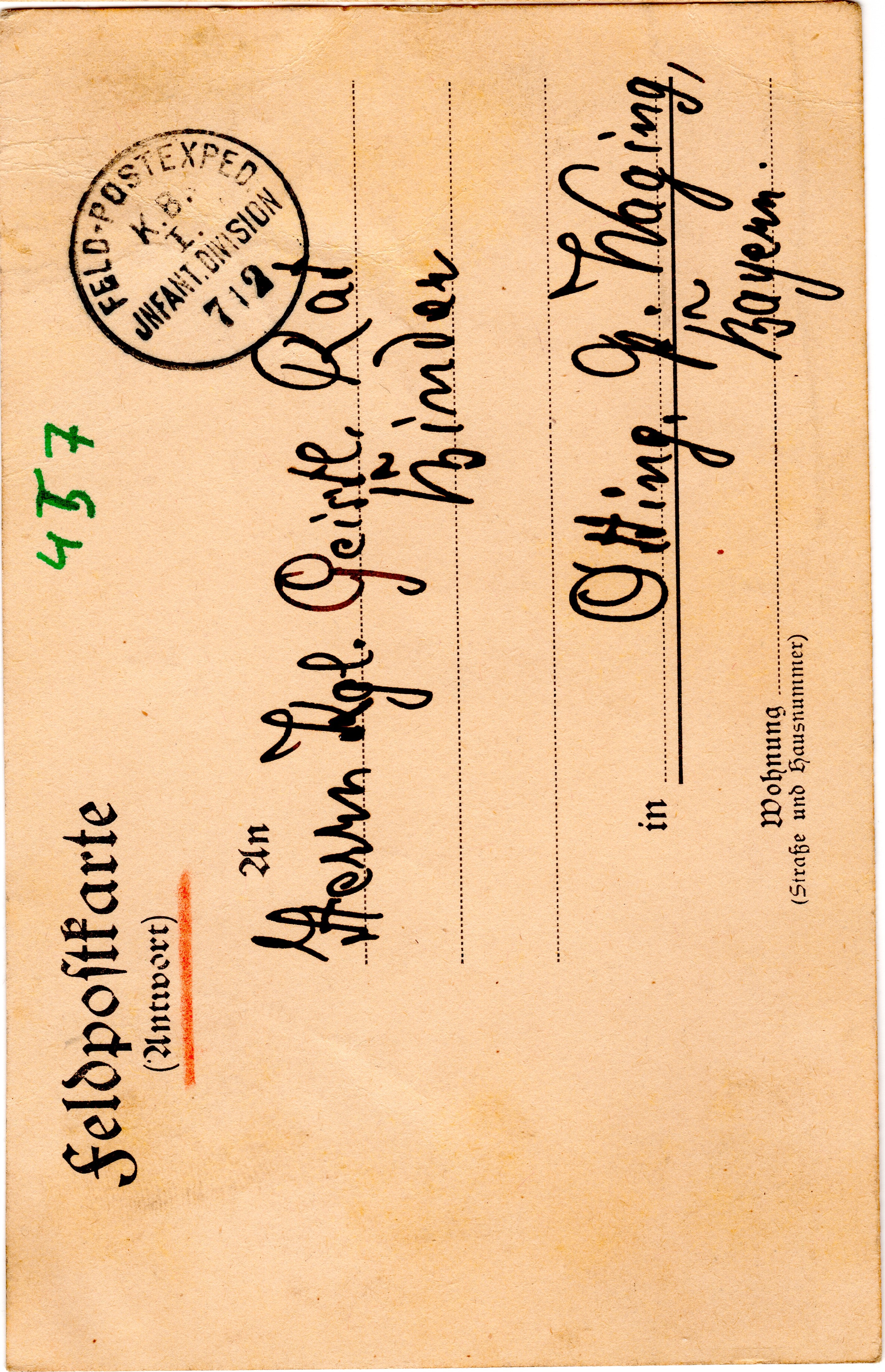 Scan der Schriftstück- Vorderseite © Katholische Pfarrkirchenstiftung St. Stephanus Otting