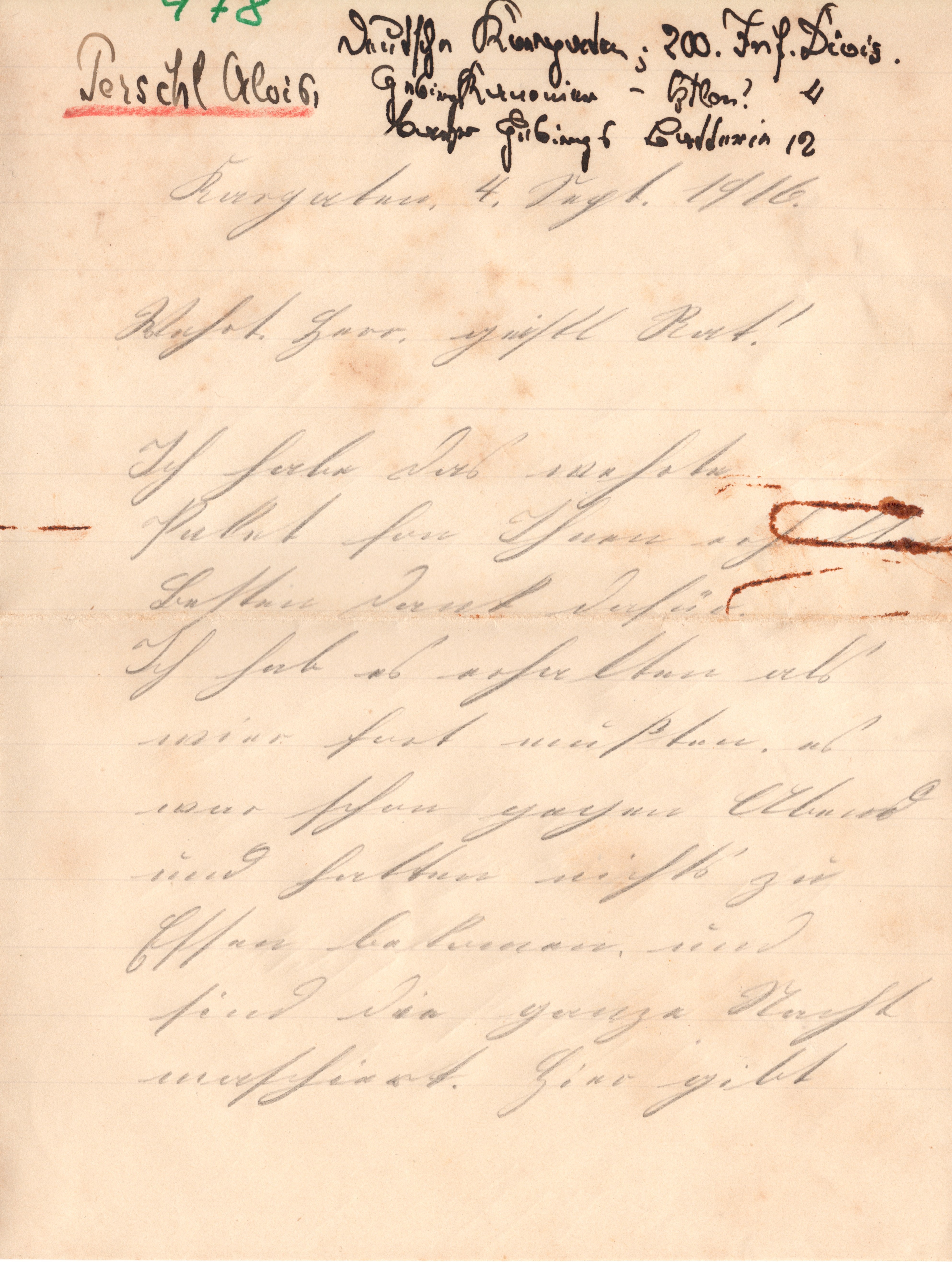 Scan der Schriftstück- Vorderseite © Katholische Pfarrkirchenstiftung St. Stephanus Otting
