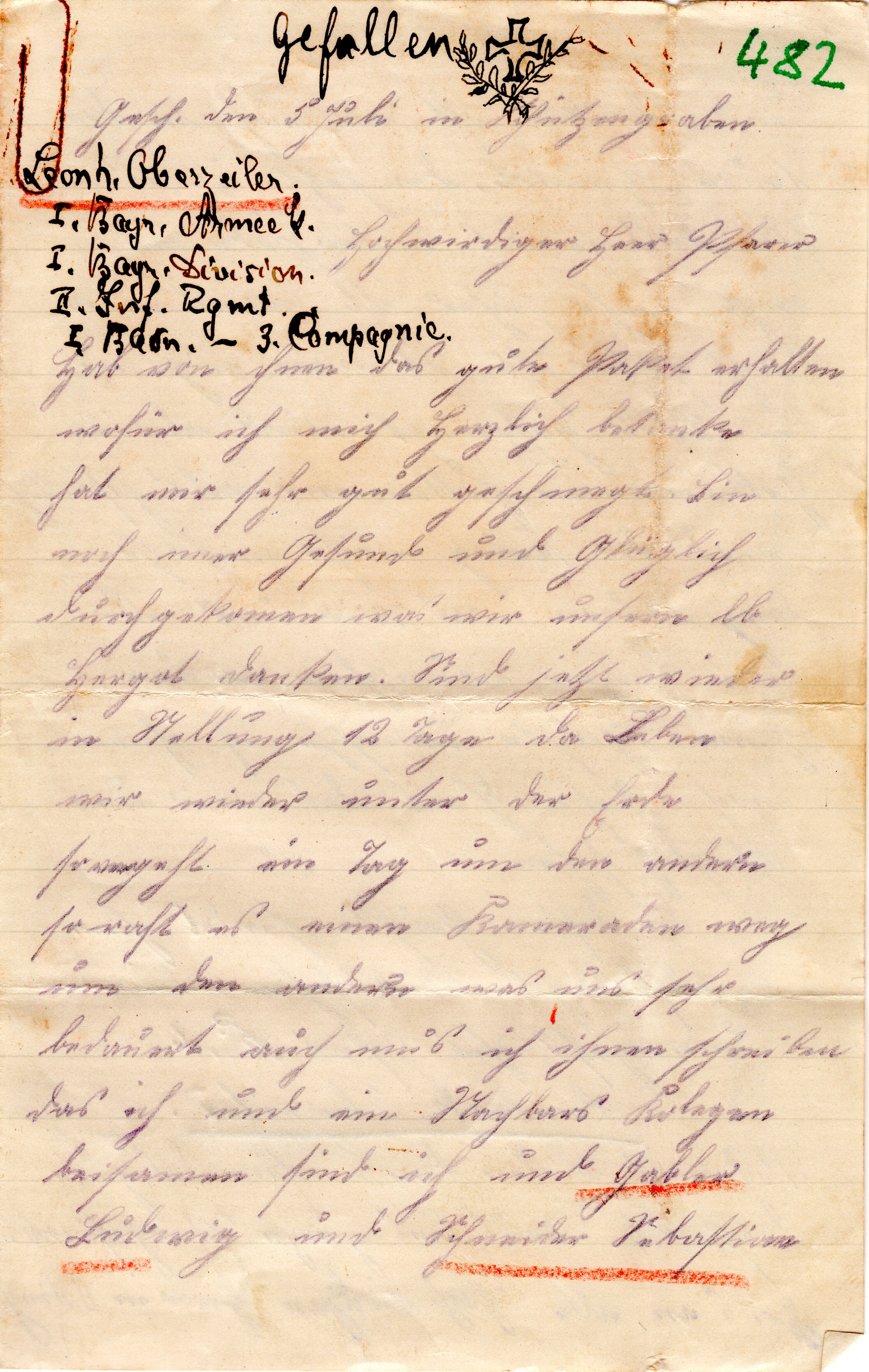 Scan der Schriftstück- Vorderseite © Katholische Pfarrkirchenstiftung St. Stephanus Otting