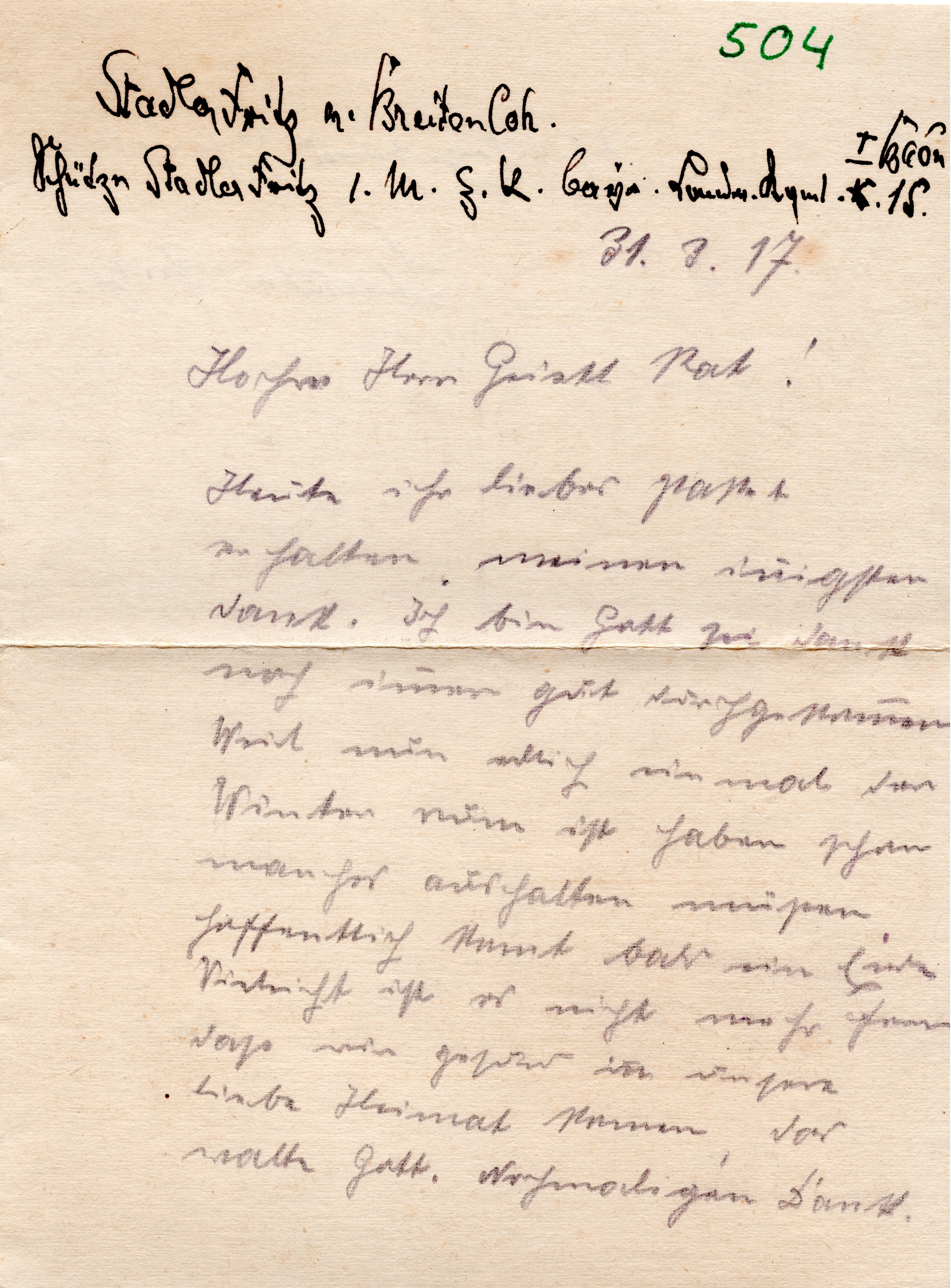 Scan der Schriftstück- Vorderseite © Katholische Pfarrkirchenstiftung St. Stephanus Otting