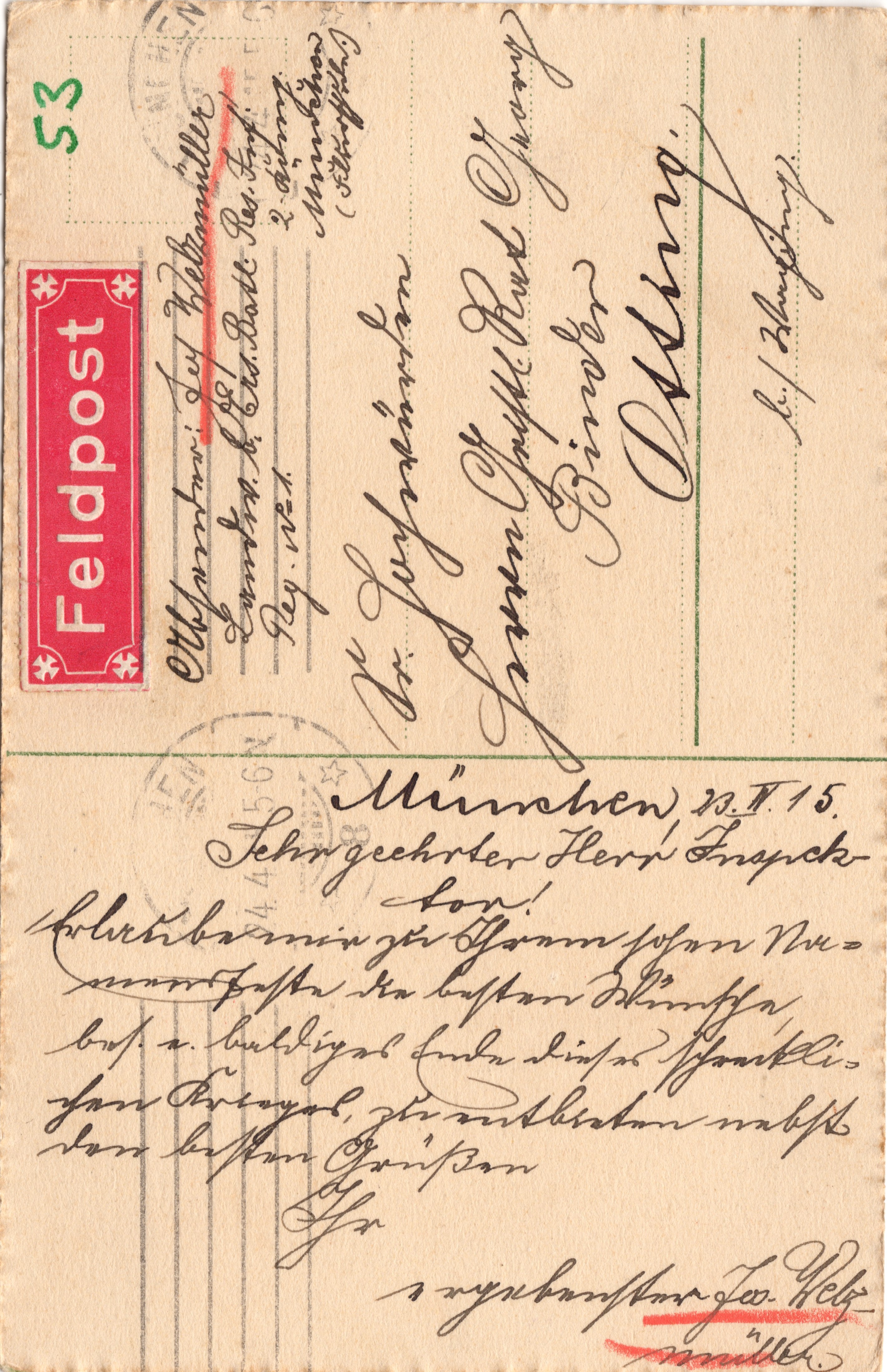 Scan der Schriftstück- Vorderseite © Katholische Pfarrkirchenstiftung St. Stephanus Otting