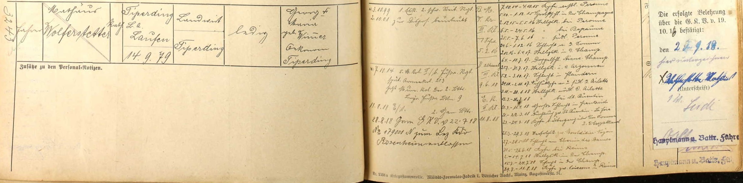 Mit freundlicher Genehmigung von Ancestry und des Hauptstaatsarchivs München - Abt. IV - Kriegsarchiv, Archivaliensignatur: BayHStA,KrStR, Band15380